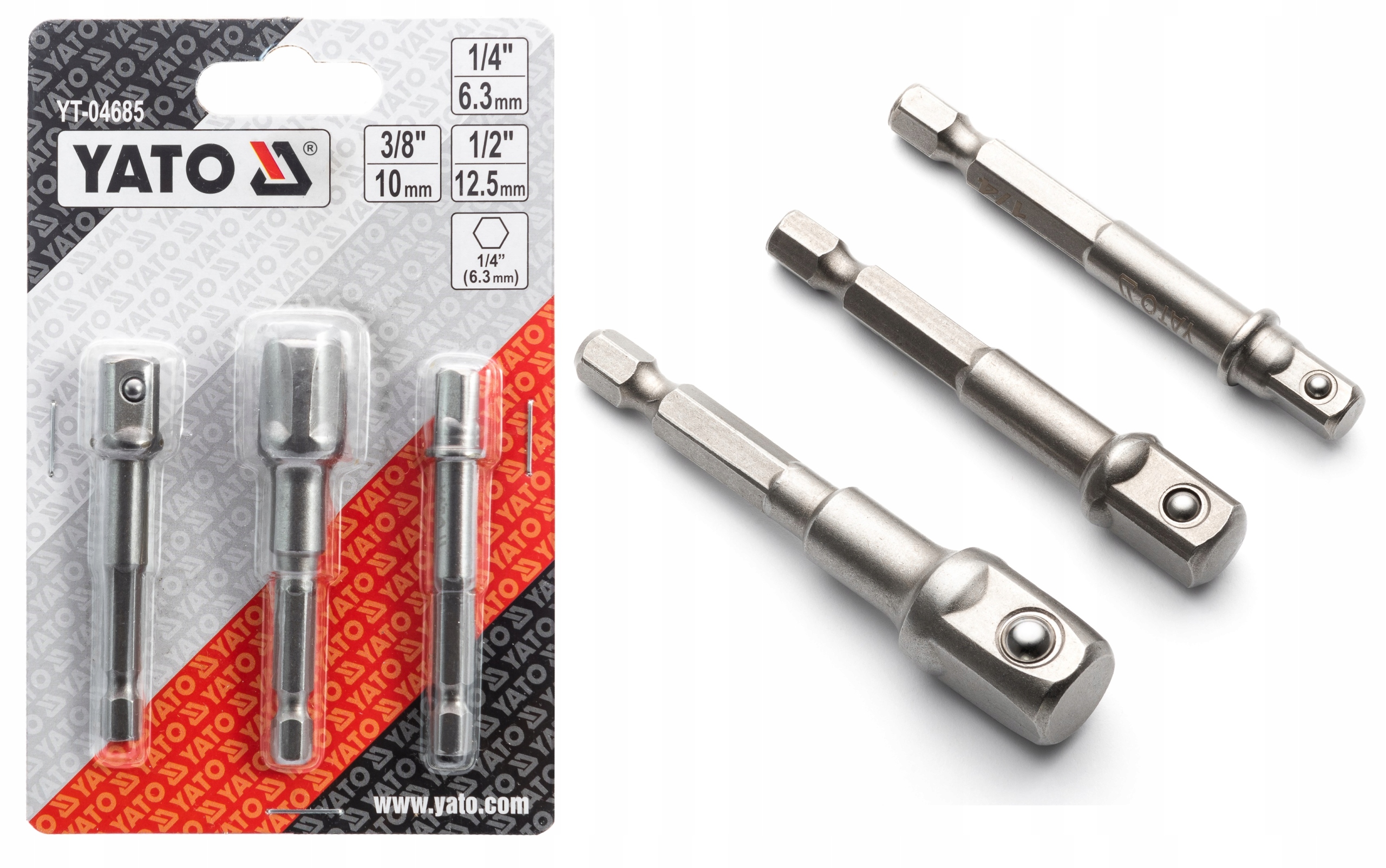 

Yato Zestaw Adapterów Hex Do Nasadek 1/4 3/8 1/2