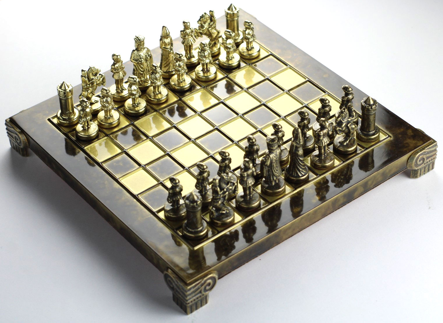 PIĘKNE SZACHY METALOWE MOSIĘŻNE na PREZENT Rodzaj szachy metalowe