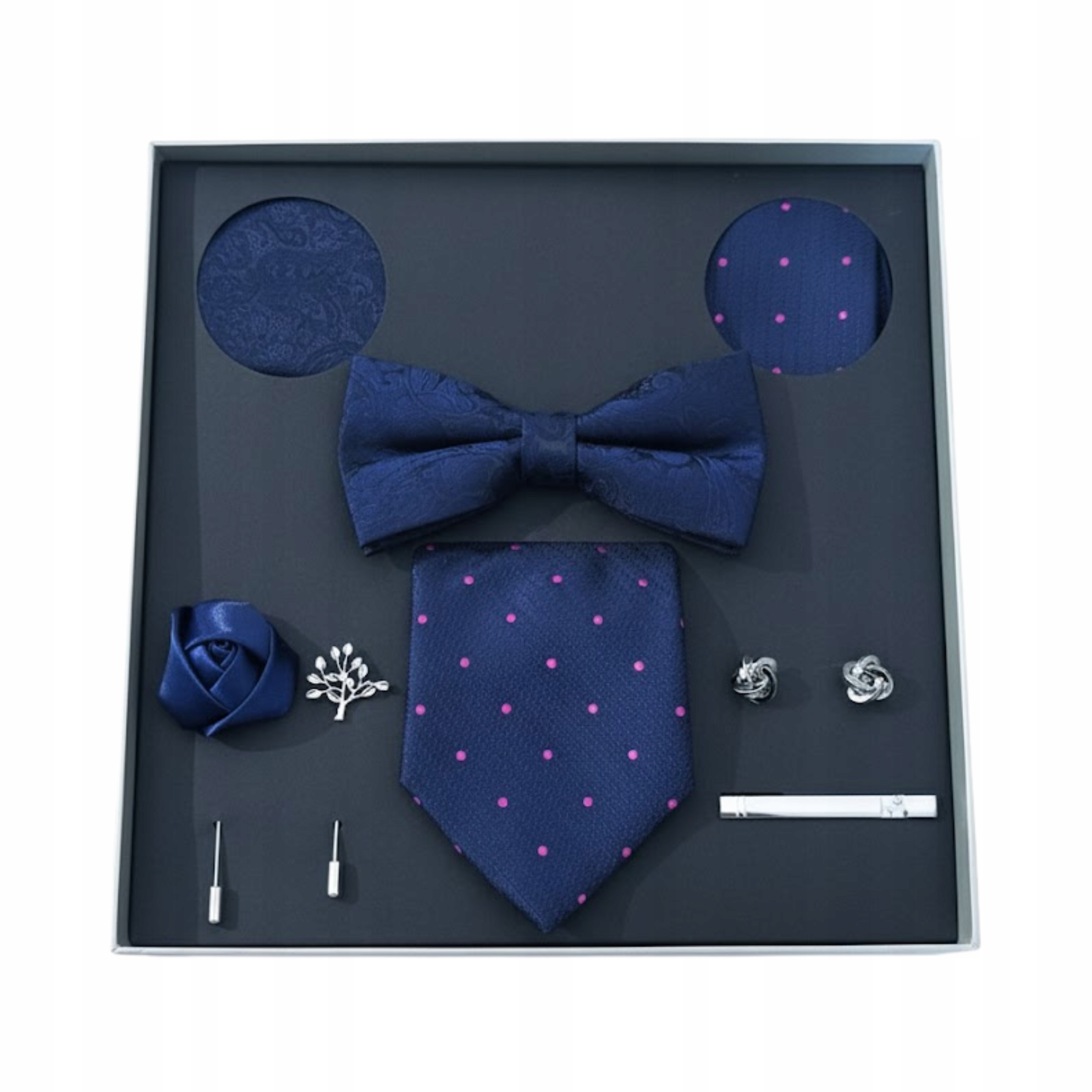 Dárková Sada Dárek Pro Něj Dědečka, Kravata, Sponky, Brože, Kapesníčky