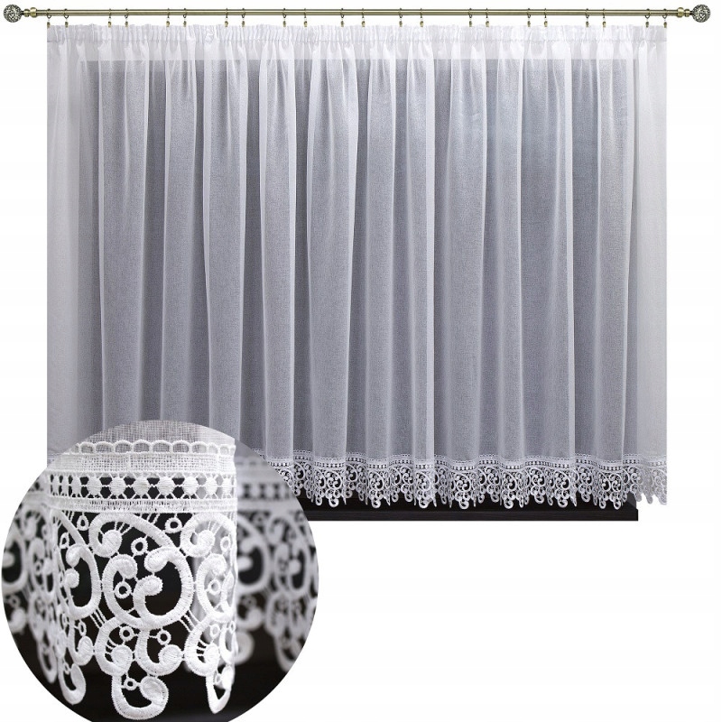 Záclona hotová s guipurou 300 x 180 cm bílá