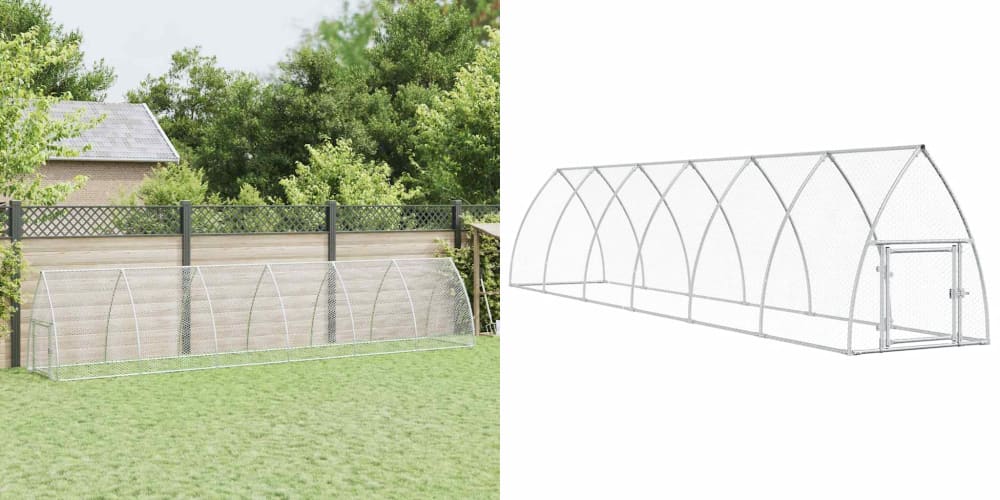 Levně Stříbrná klec pro kuřata, 600 x 105 x 120 cm, ocel