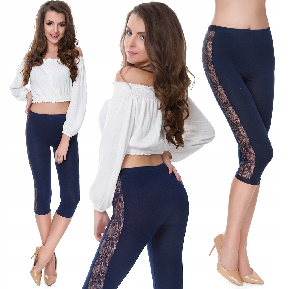 

Legginsy 3/4 Bawełniane Getry Z Koronką LPL34 -2XL