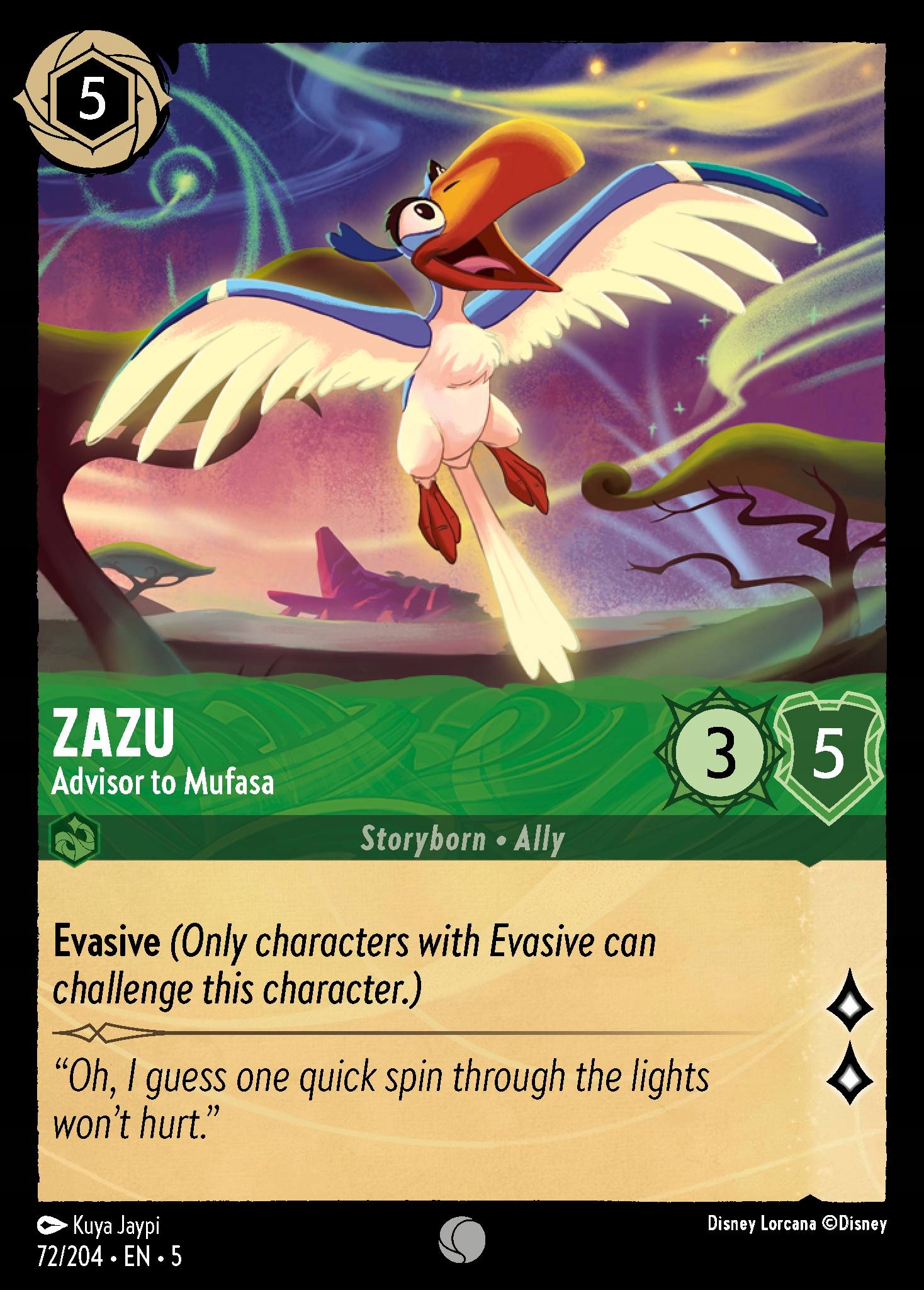 Disney Lorcana Zazu Advisor to Mufasa 5SSK #072 Foil