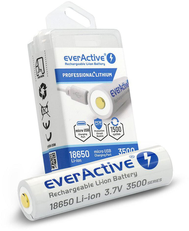 Akumulator 18650 Li-Ion 3,7V everActive 3500mAh (1 szt.) micro-USB z