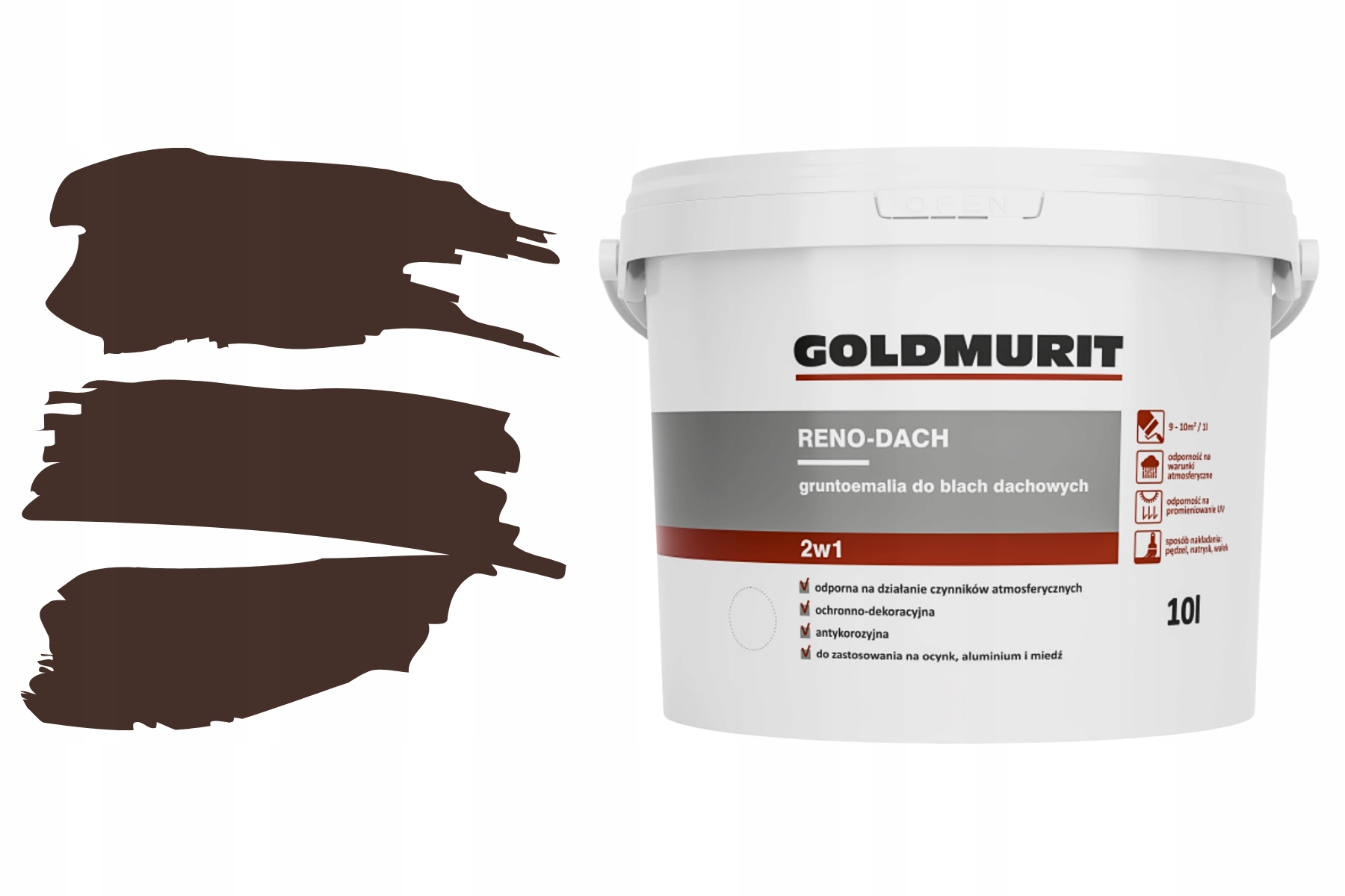 Goldmurit Reno-Dach farba na strechy vodou riediteľná hnedá RAL8017 10l