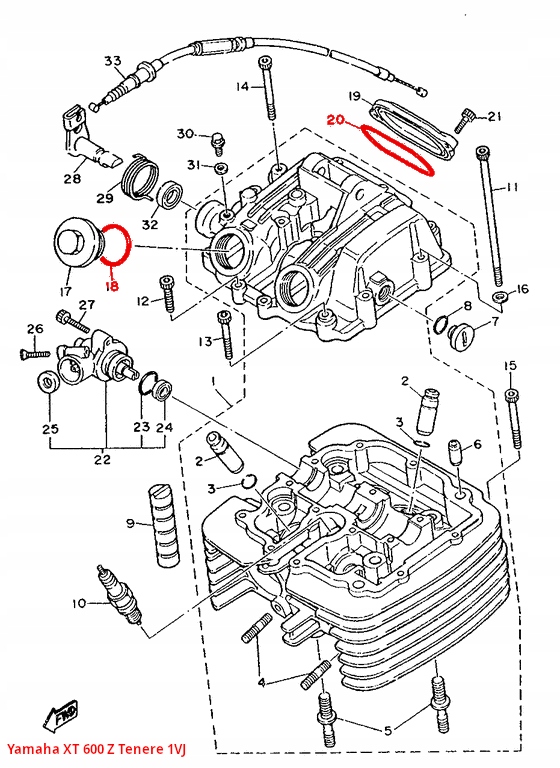 Uszczelki inspekcji zaworów Yamaha Xt Tt Srx 600