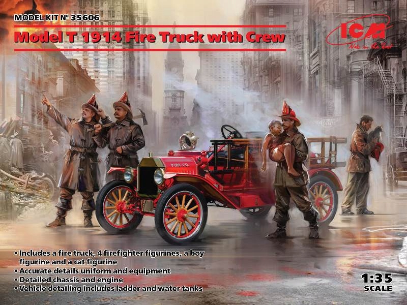 Model T 1914 Hasičský vůz s posádkou 1:35