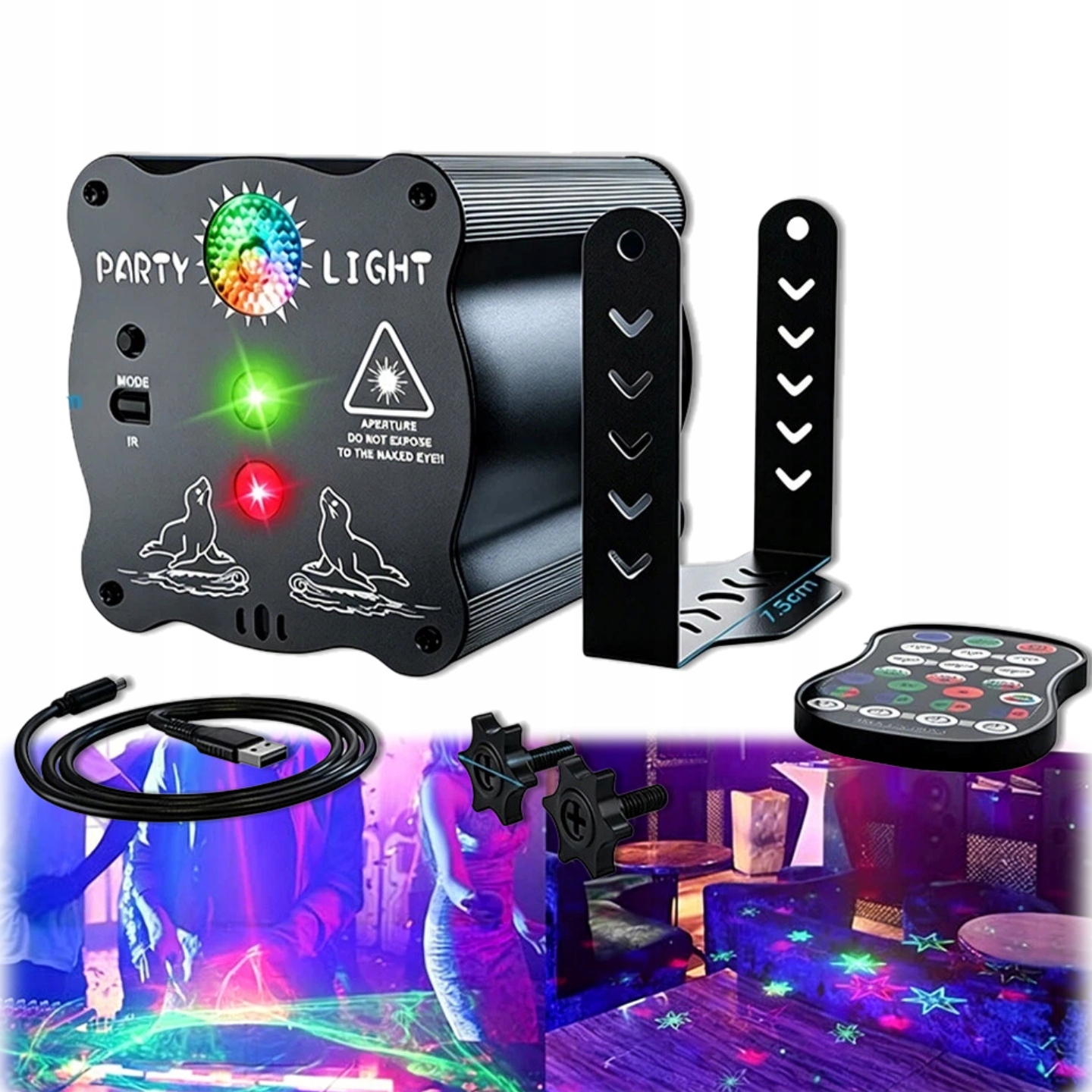 Laserový Projektor Diskotéková Lampa 3D Disco Rgb Párty Stroboskop