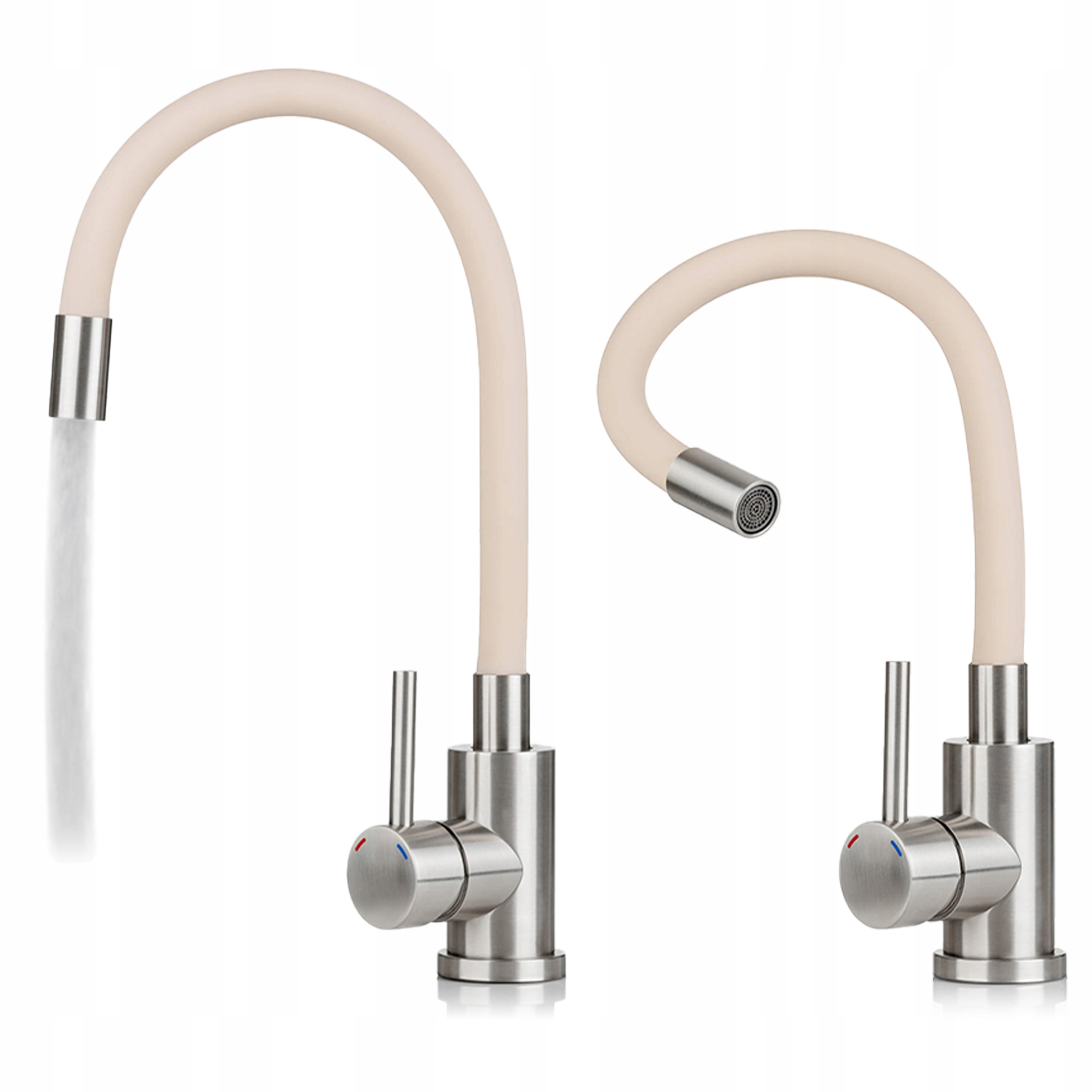 Kuchyňská stojánková baterie flexibilní s otočným výtokem o 360° béžová