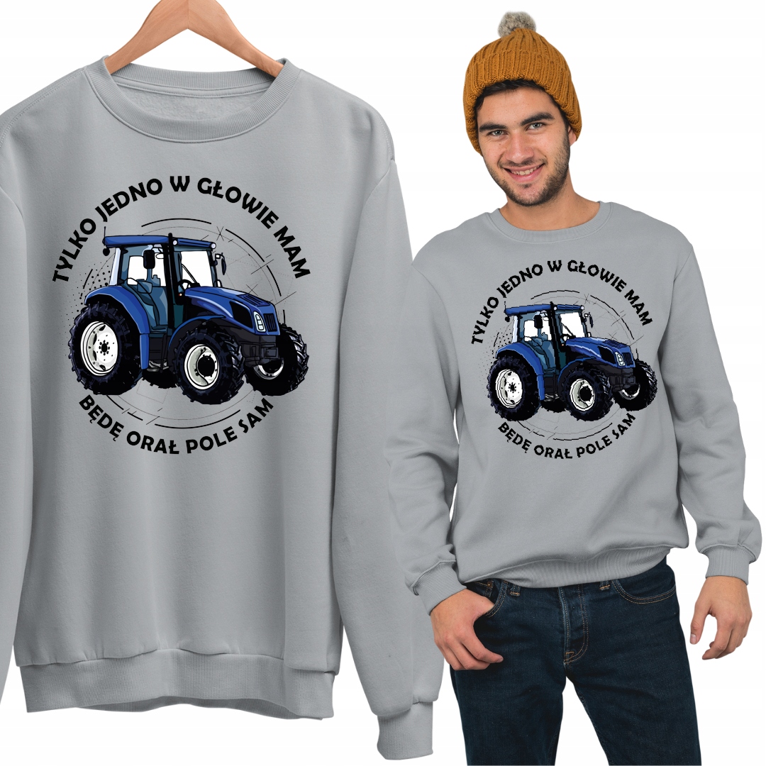 BLUZA FAJNY PREZENT Z GRAFIKĄ CIĄGNIKA TRAKTOR TYLKO JEDNO W GŁOWIE MAM FUN Kolor czarny