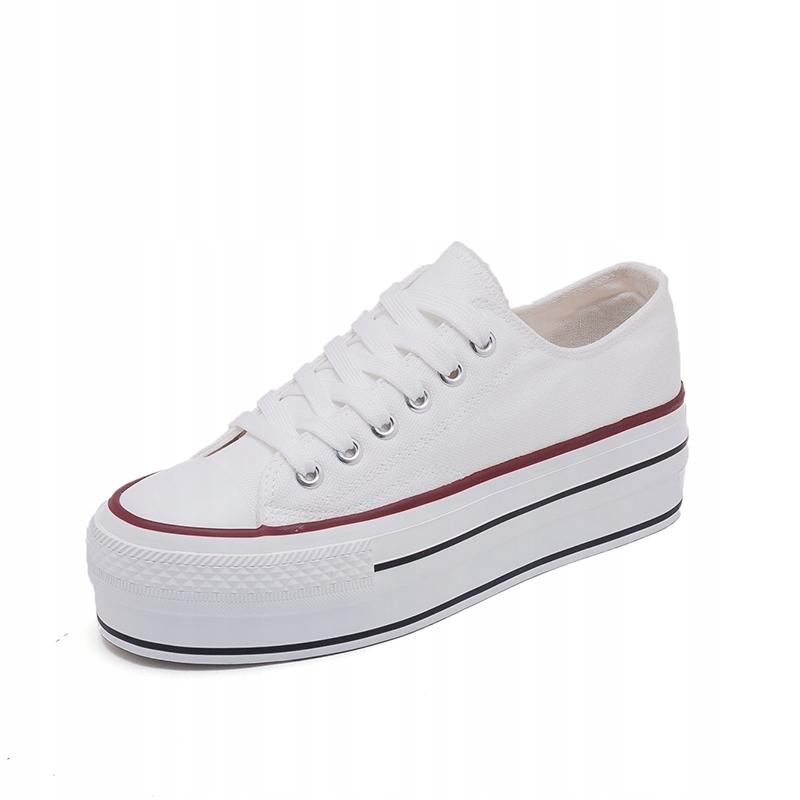 

40 White Low Canvas Trampki Tenisówki Platforma