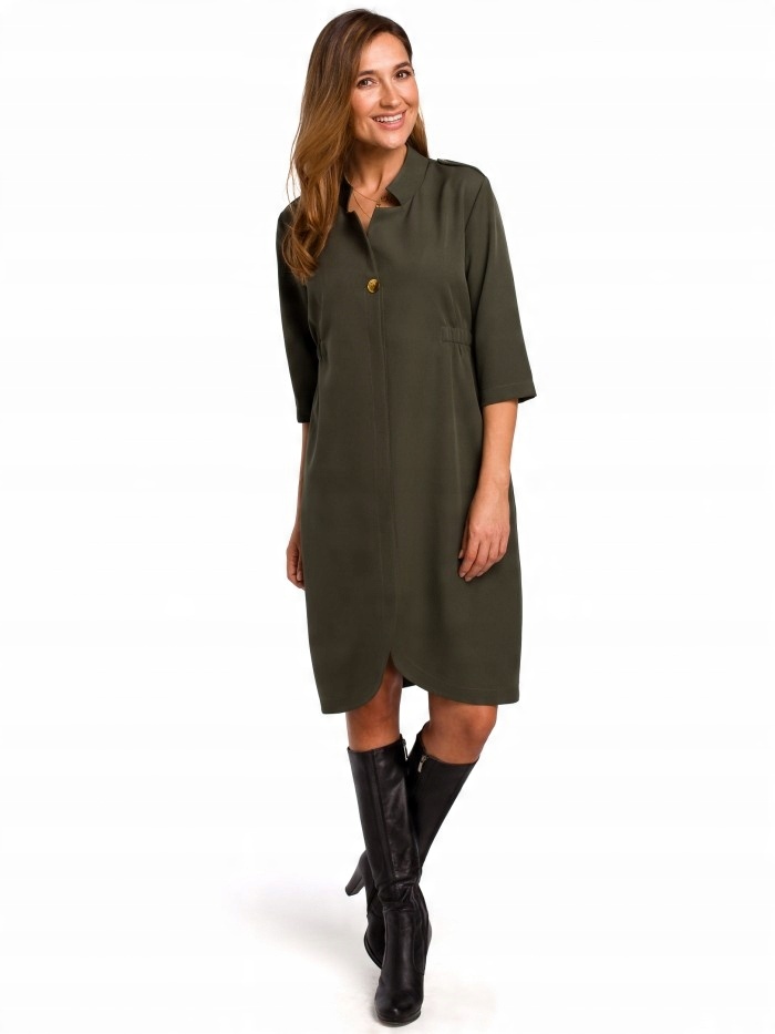 

Eu XL S189 Sukienka żakietowa z gumką - khaki Eu X