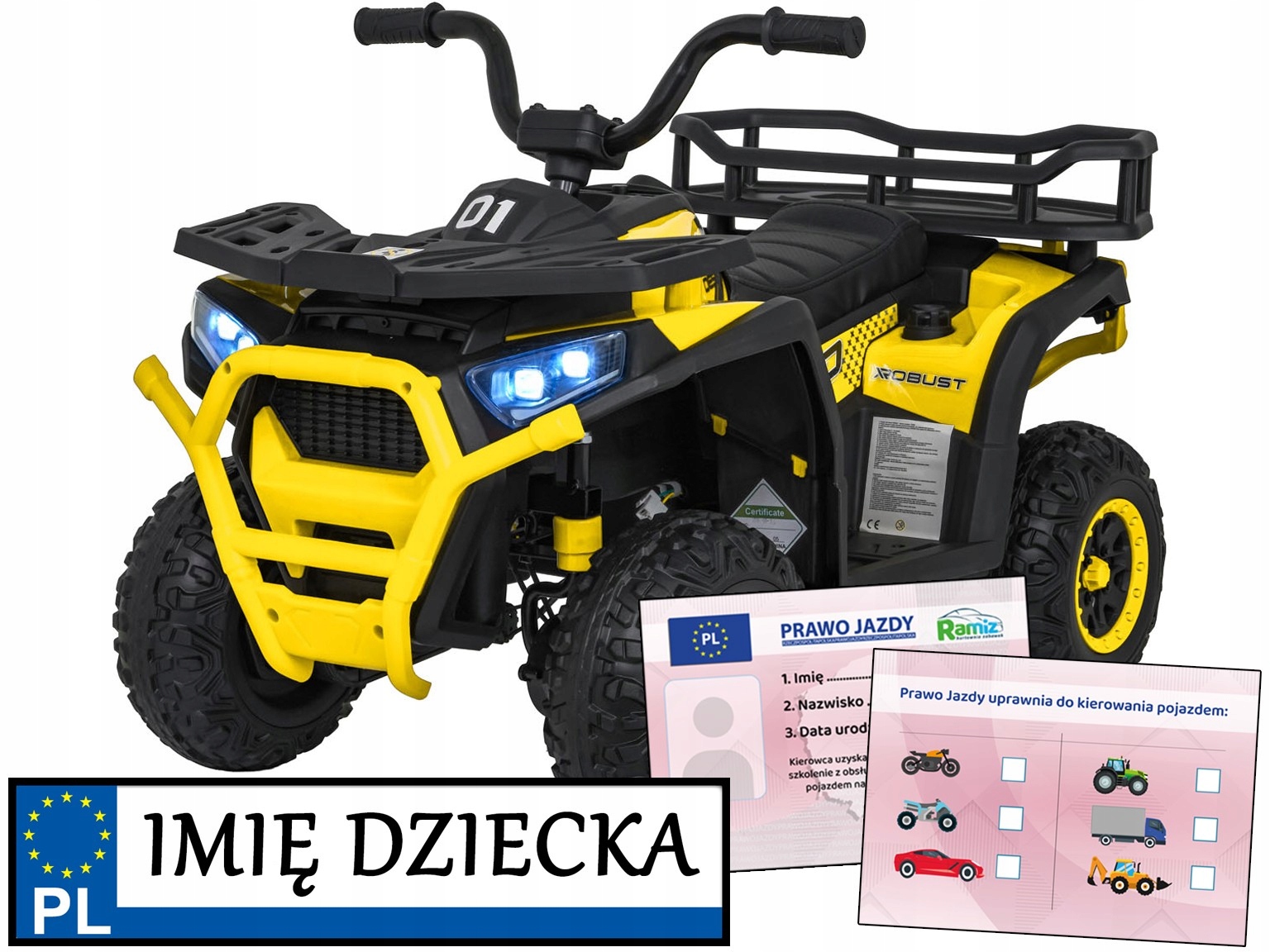 elektryczny quad na akumulator dla dziecka Atv Robust 01 pilot koła Eva