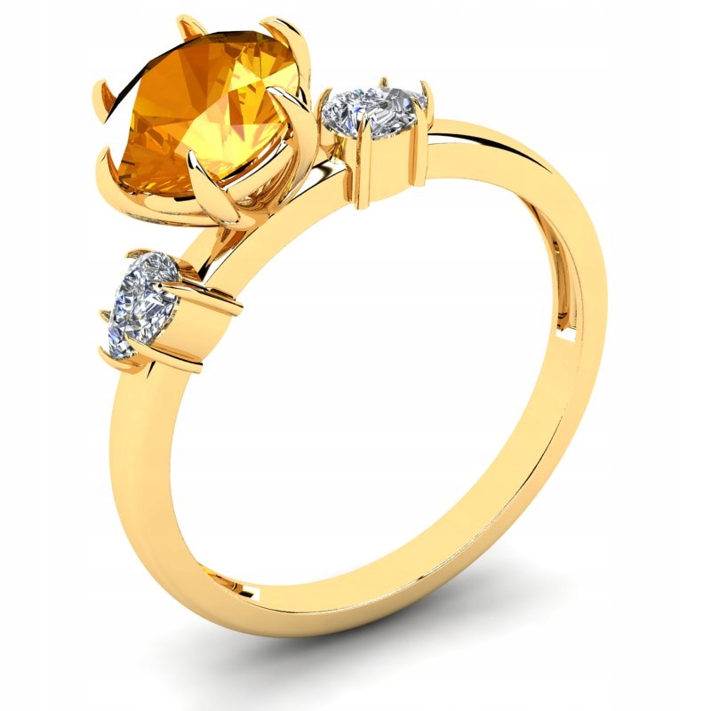 

Pierścionek Złoty Z Pomarańczową Cyrkonią