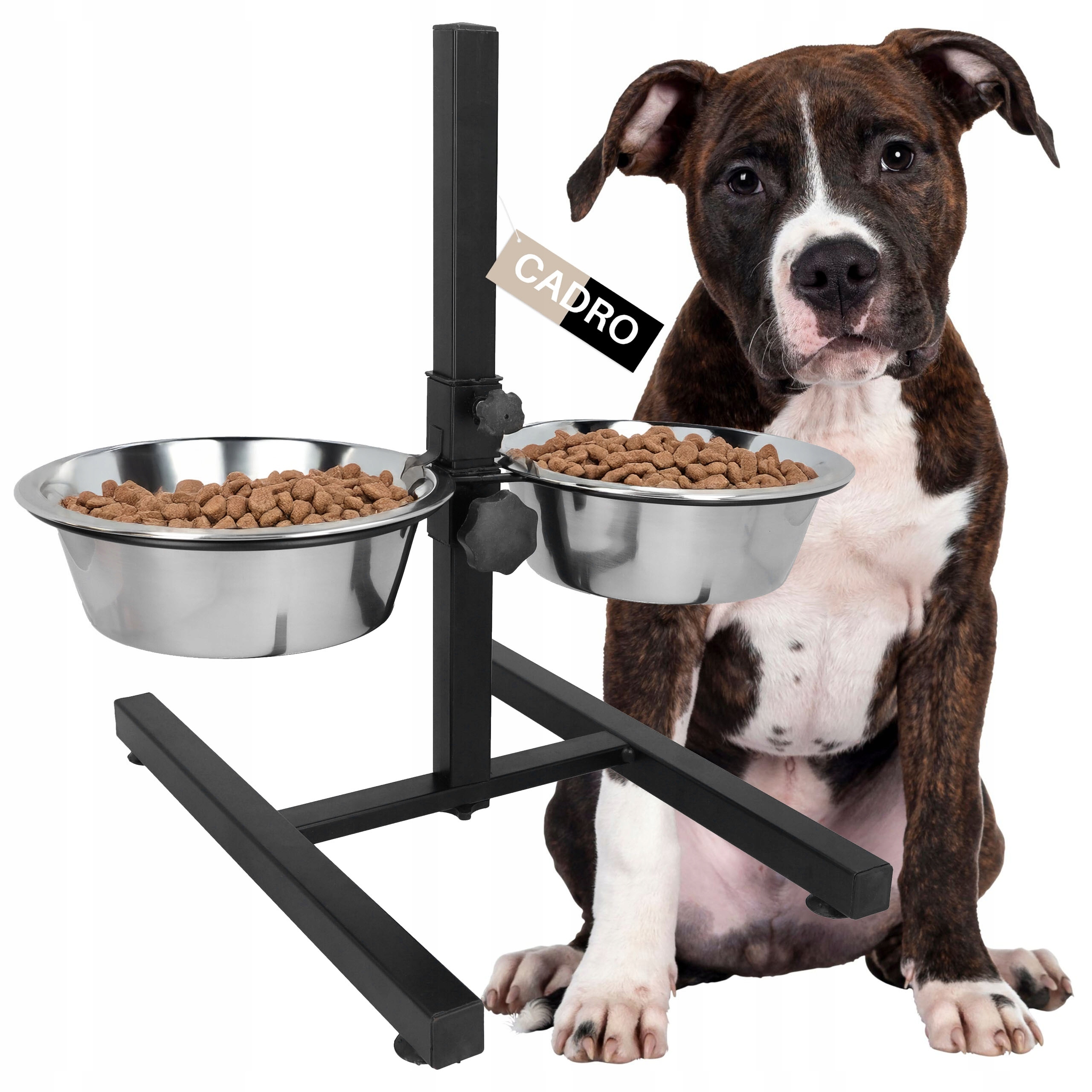 Levně Misky Pro Psa 2x1,8 l na nastavitelném stojanu, ocelové, určené pro krmivo, kov