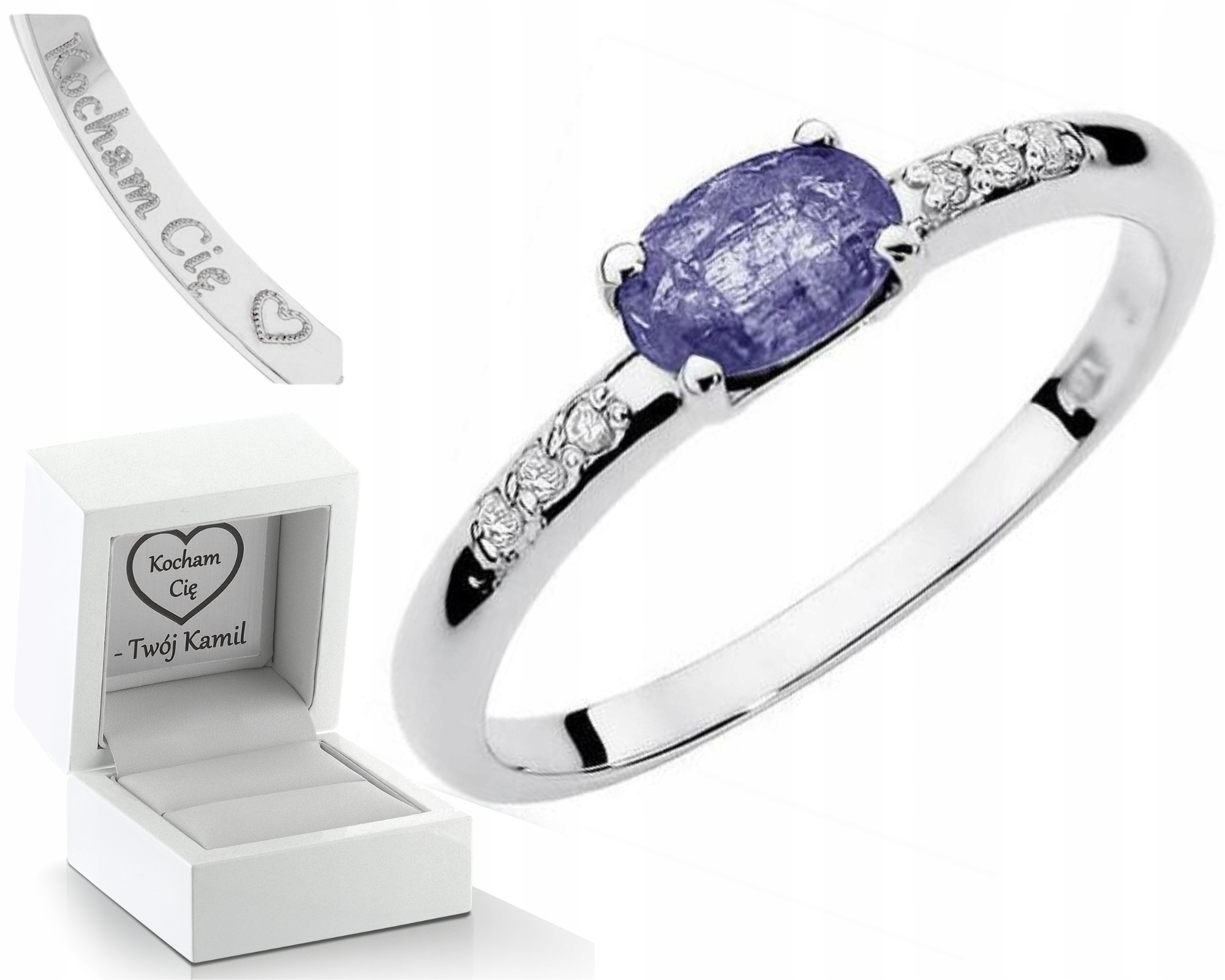 Bílý Zlatý Prstýnek S Tanzanitem A Brilianty