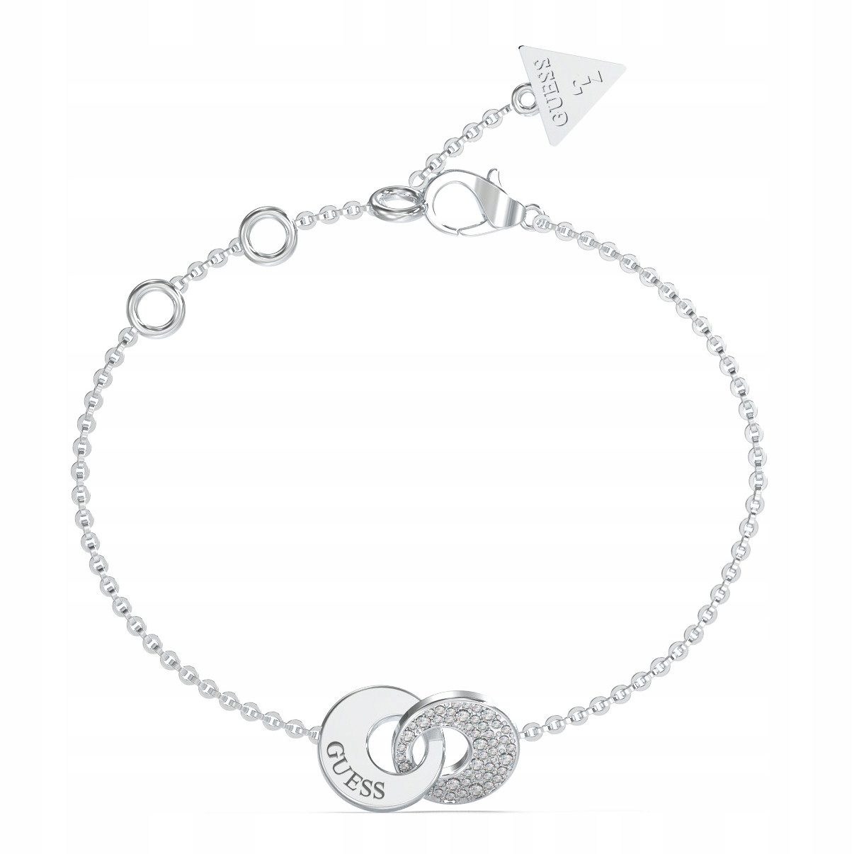 Dámský stříbrný náramek Guess zirkon, kolečko 19 Cm