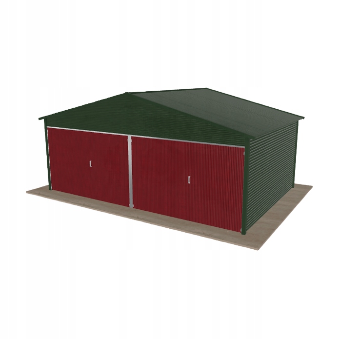 Plechová garáž 6x4 m dvoupolohová, dvoupolohová, zelená