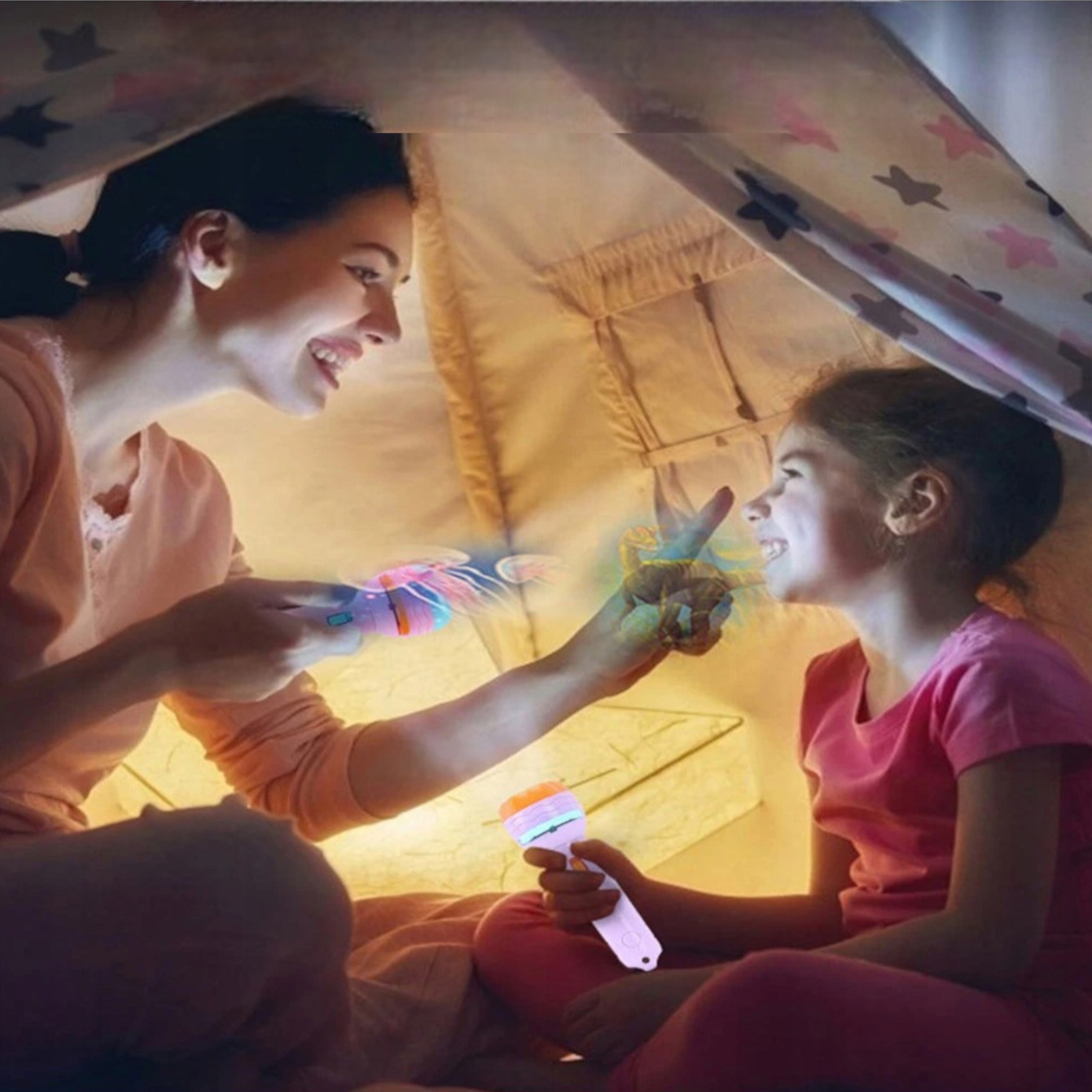 Projektor mini ręczny latarka 2w1 fioletowy dla dzieci 7606F Płeć chłopcy dziewczynki