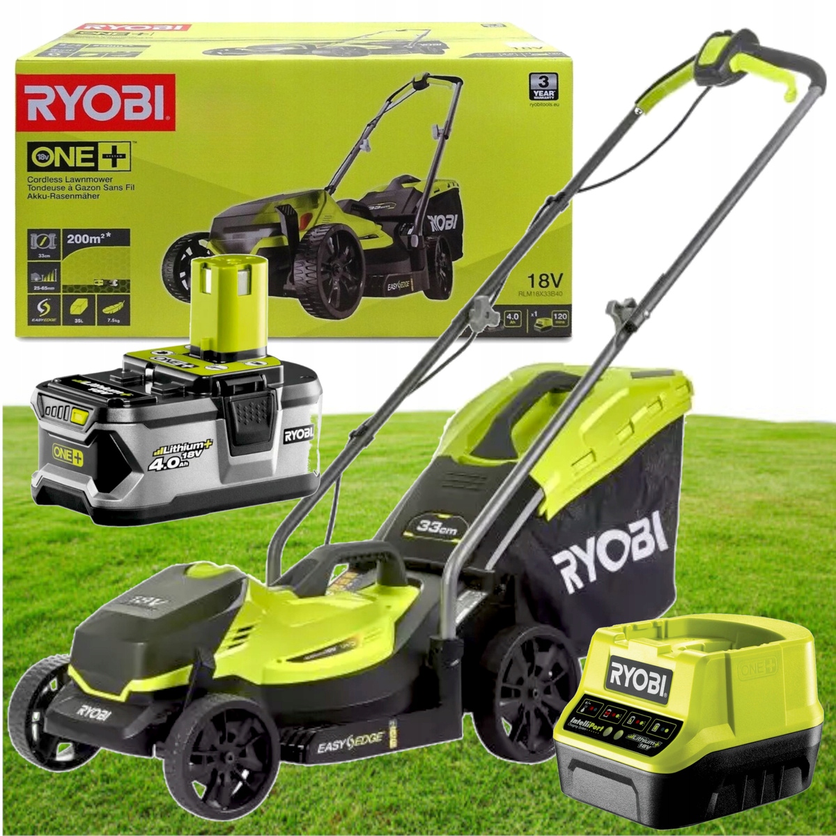 Akumulátorová Sekačka Na Trávy 33 CM 35 L 4,0 Ah Easyedge Ryobi RLM18X33B40