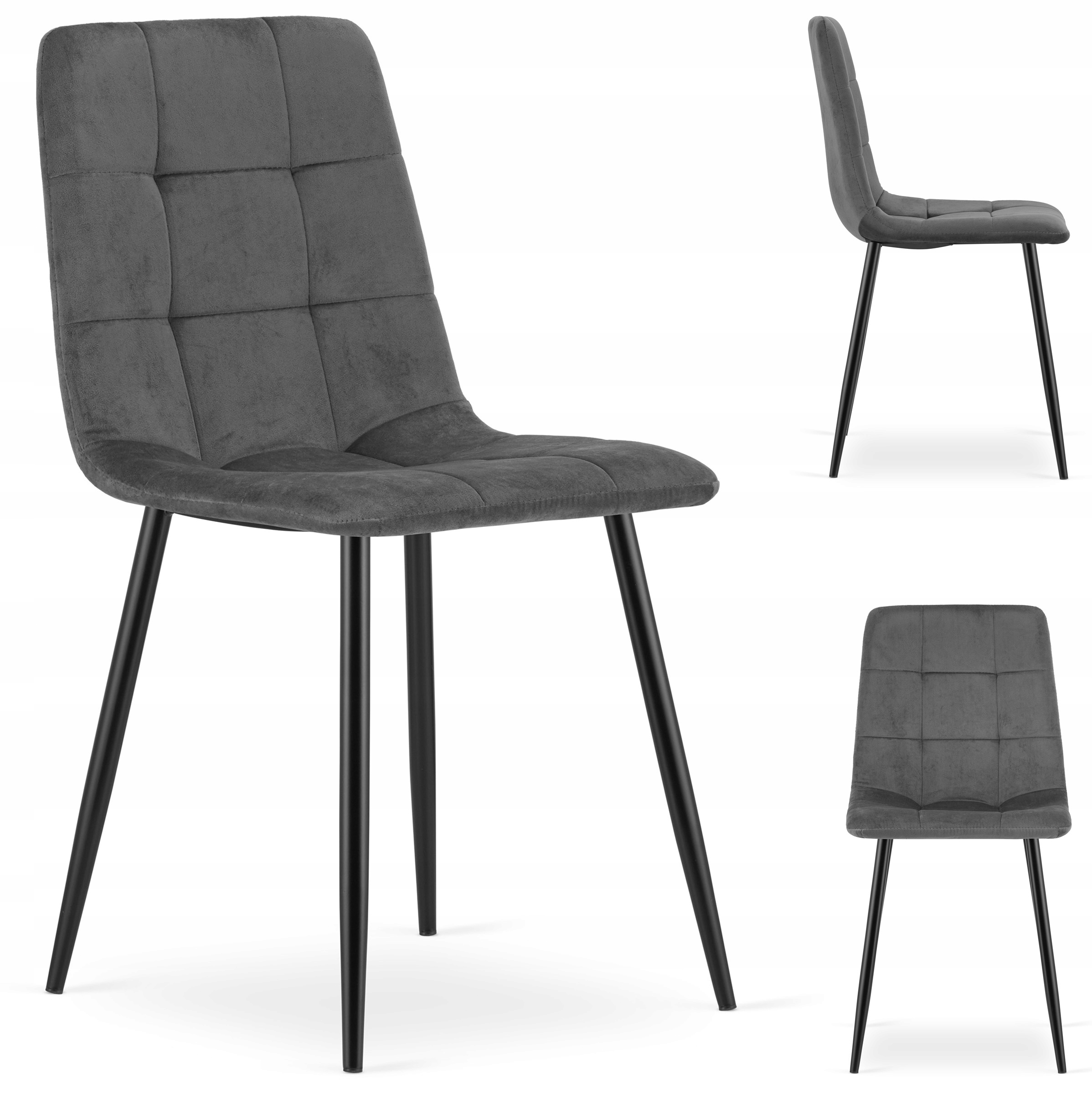 Krzesło Tapicerowane Welur Velvet Do Salonu Jadalni Welurowe Szare Cube