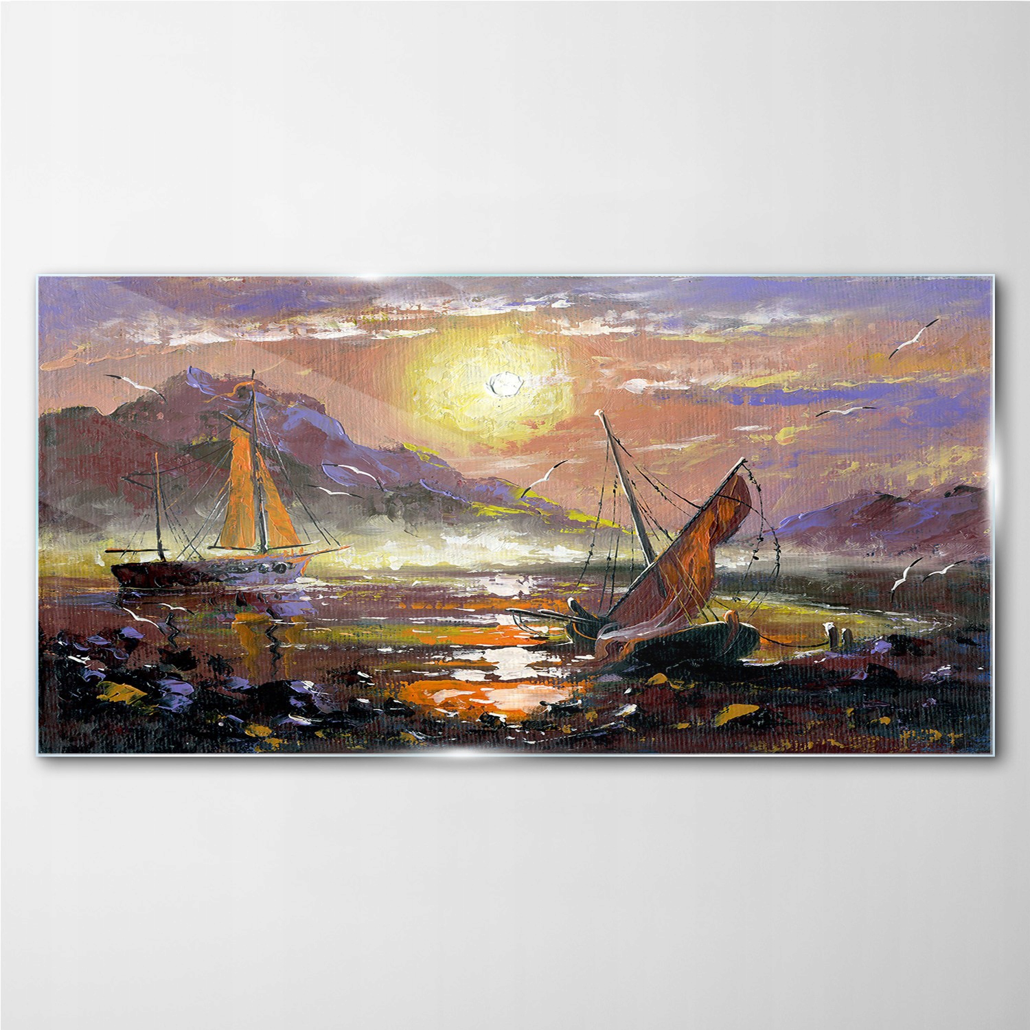 

Obraz szklany na ścianę Malarstwo łodzie 100x50 cm