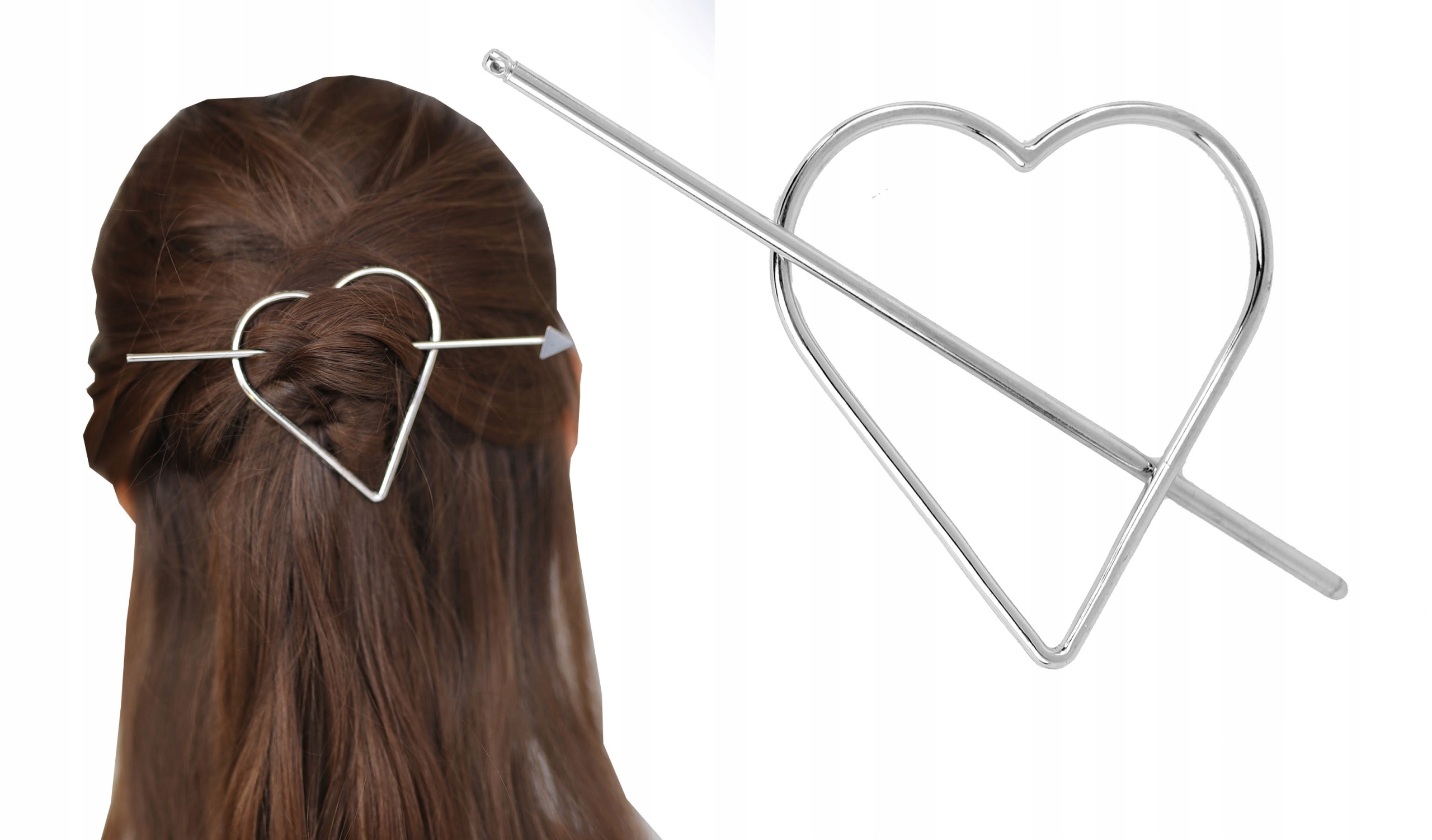 

Ozdoba do włosów, srebrna spinka, serce