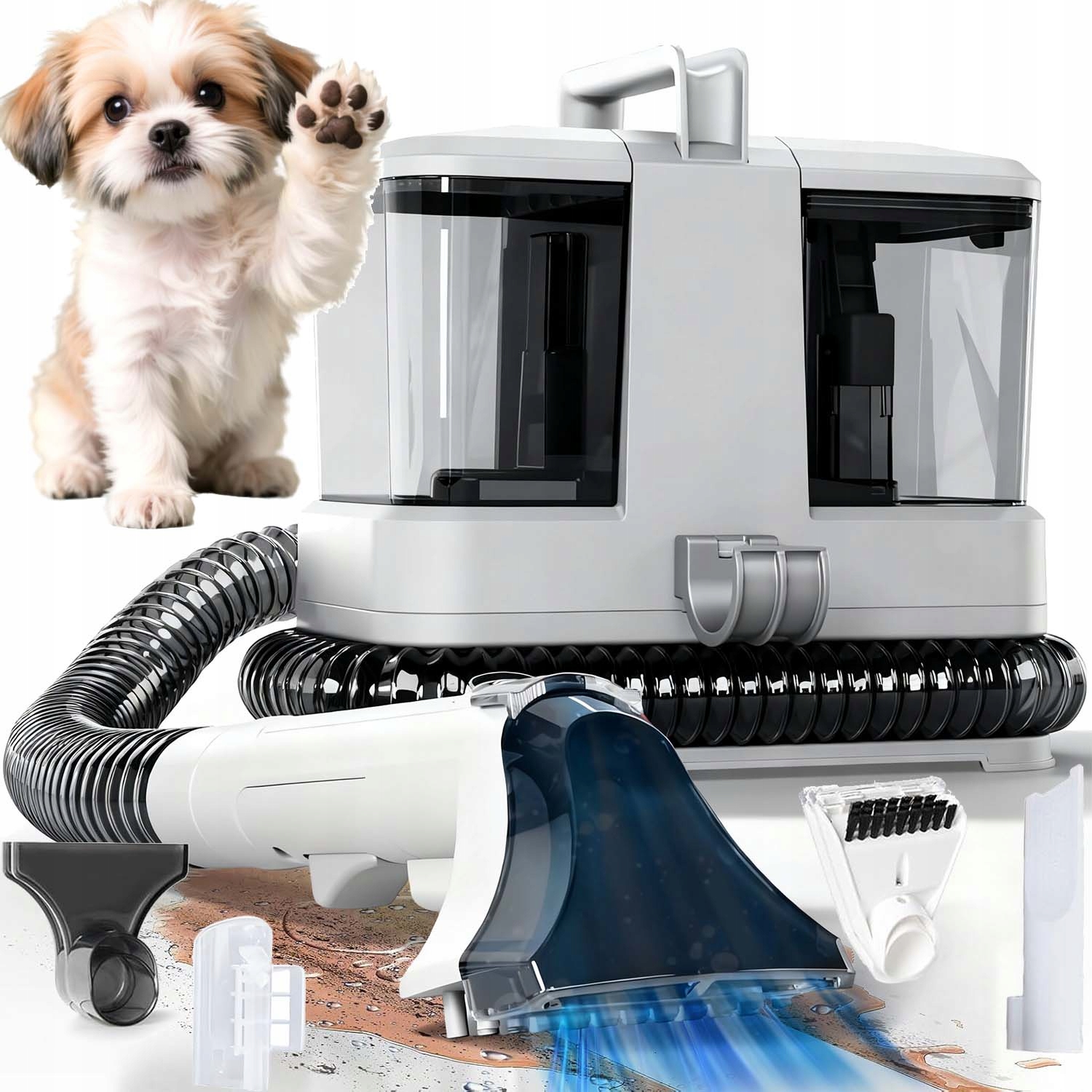 Odkurzacz Piorący Przenośny 400W 0,8L 4 Głów Do Dywanów Tapicerek Kanap