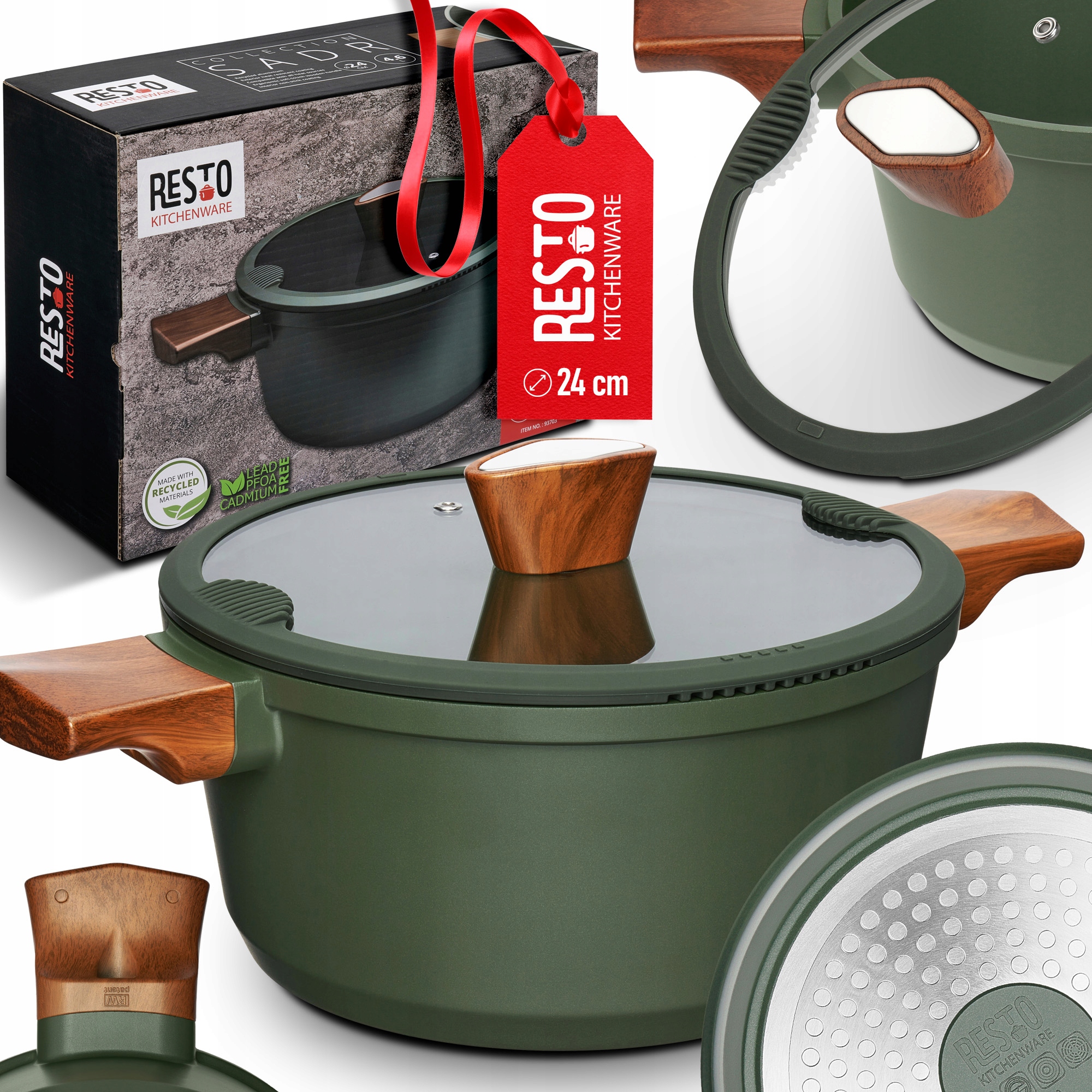 Žiaruvzdorná Nádoba Hrniec Resto Sadr 24CM Indukcia Aluminium 4,6L Pokrievka