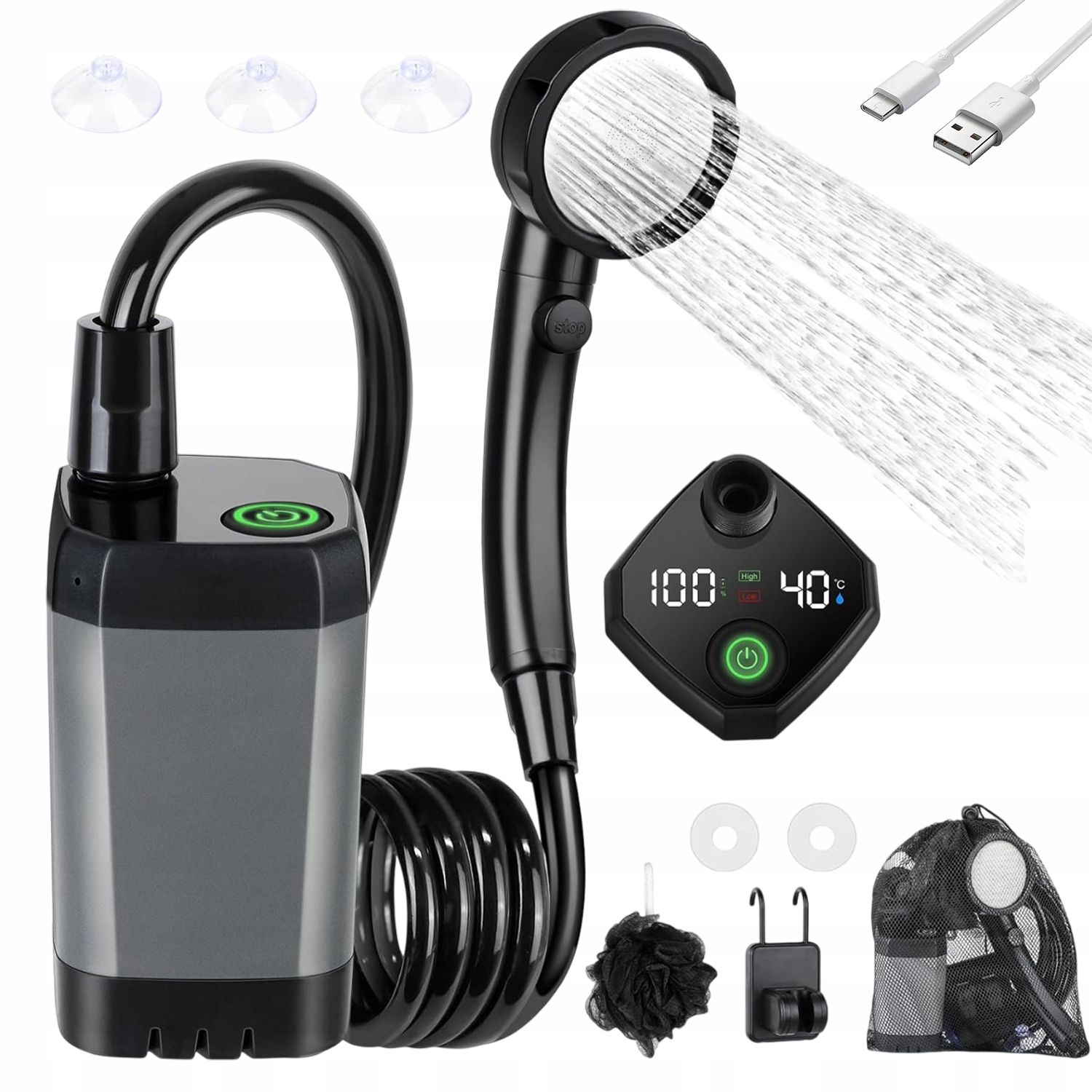 Zewnętrzny Prysznic Usb Z Ładowalną Słuchawką Prysznicową Przenośny 6000MAH