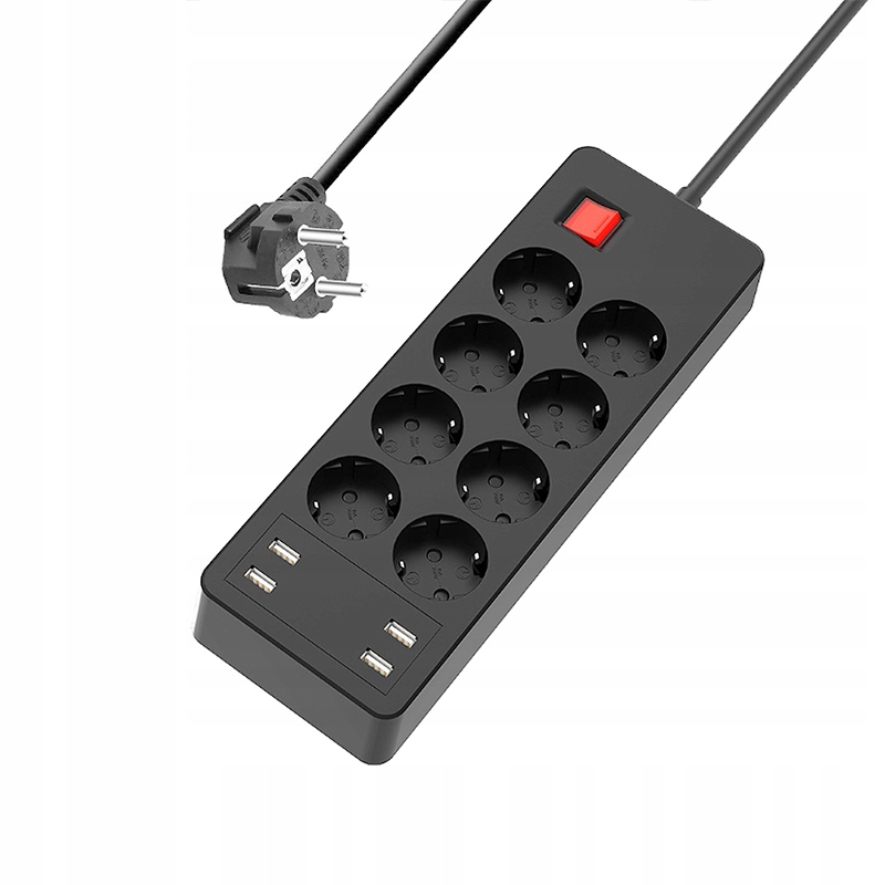 

Listwa Zasilająca 8x Przedłużacz 4x Usb Ładowarka