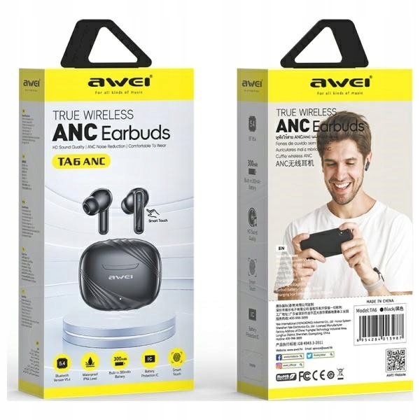 Awei słuchawki Bluetooth 5.3 TA6 Anc+ stacja dokująca czarny/black