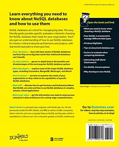 Fowler, Adam NoSQL For Dummies Język publikacji angielski