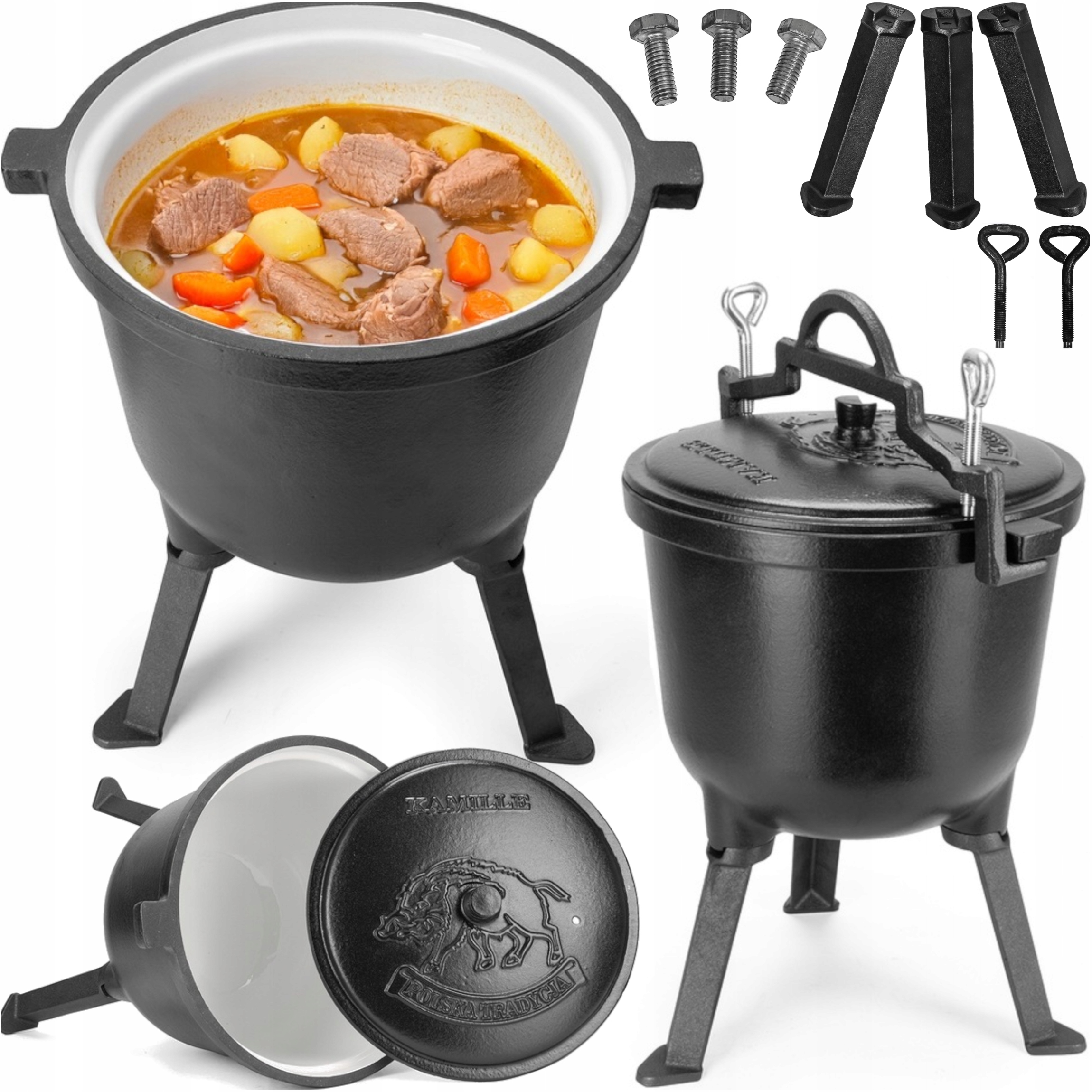 Maďarský Smaltovaný Kotel Litinový 2v1 Stojící/závěsný