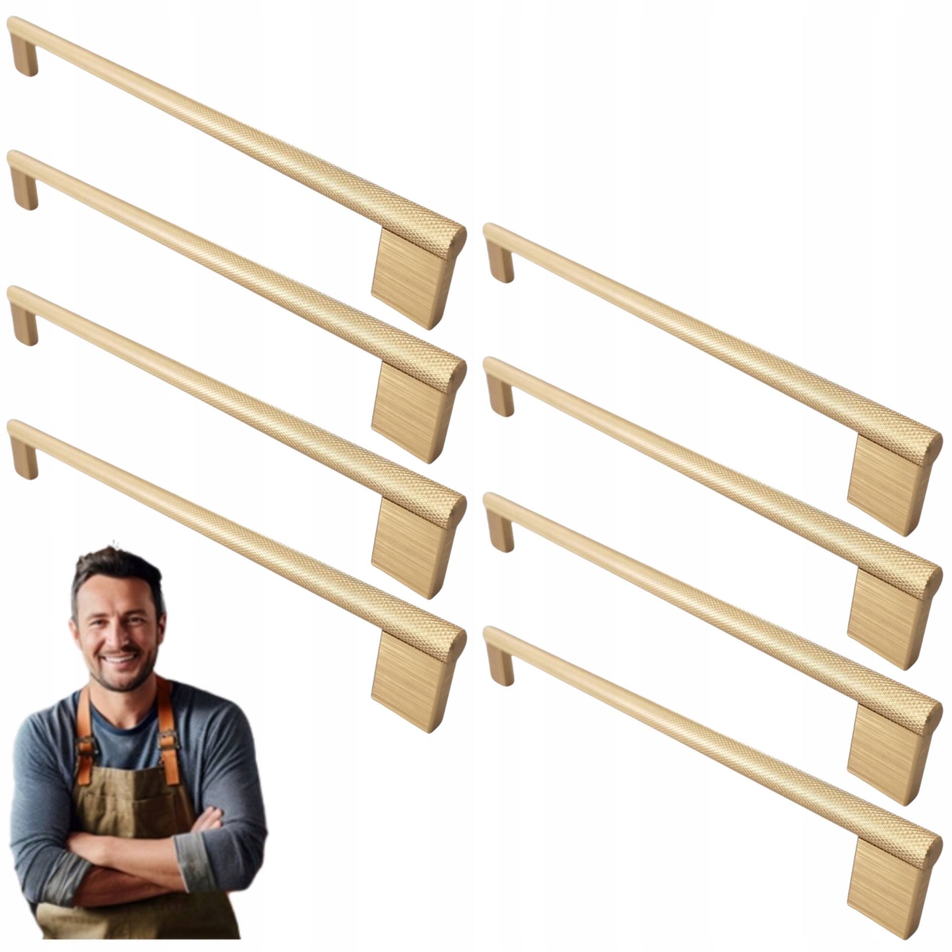 Nábytkový držiak do skrinky Zásuvky Barro 256 mm, zlatý mat 8 ks