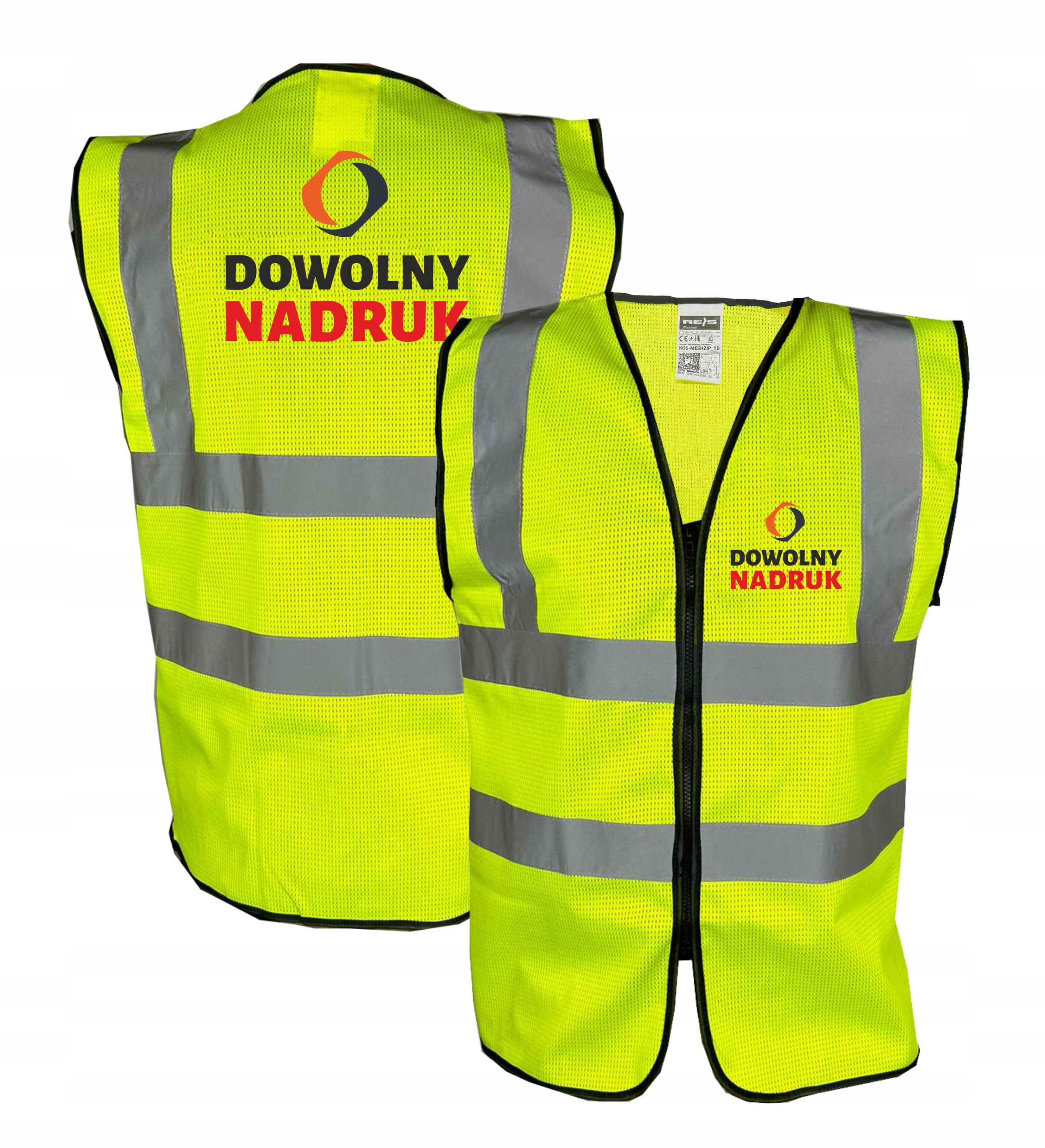 KAMIZELKA ODBLASKOWA SIATKA NADRUK PRZÓD I TYŁ L