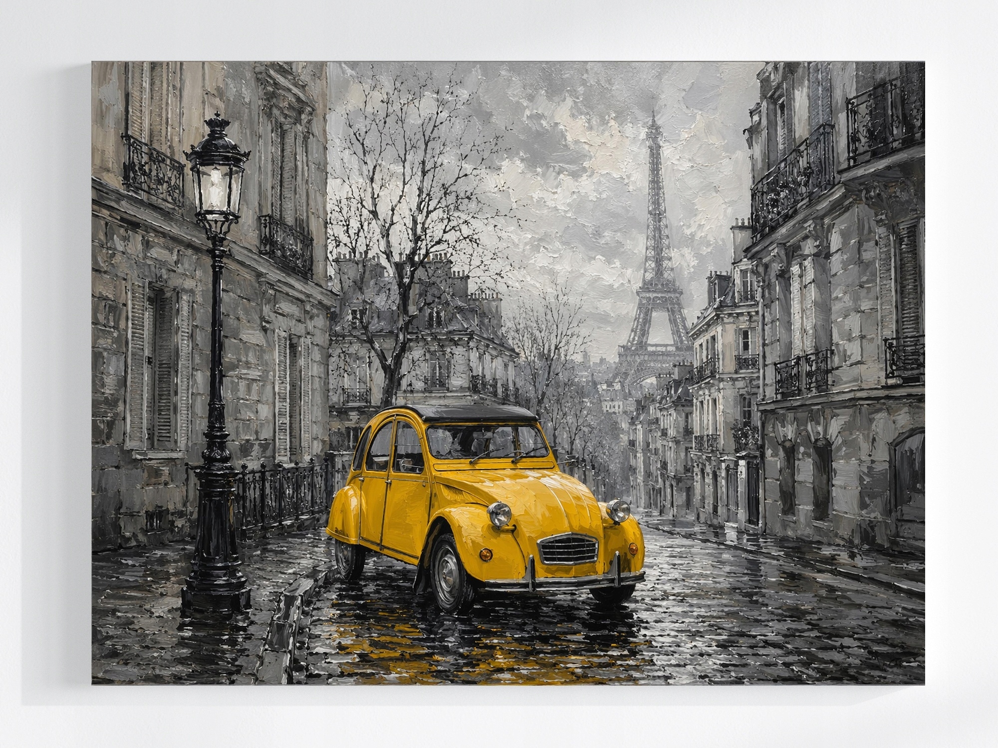 Obraz Na Plátně Canvas Město Francie Paříž Ulička Žluté Auto 100x75