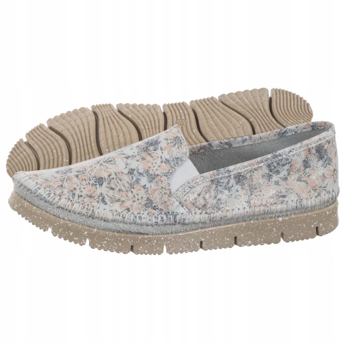 Polobotky Kožené Dámské Maciejka Květiny Pastelové 03512 Béžové