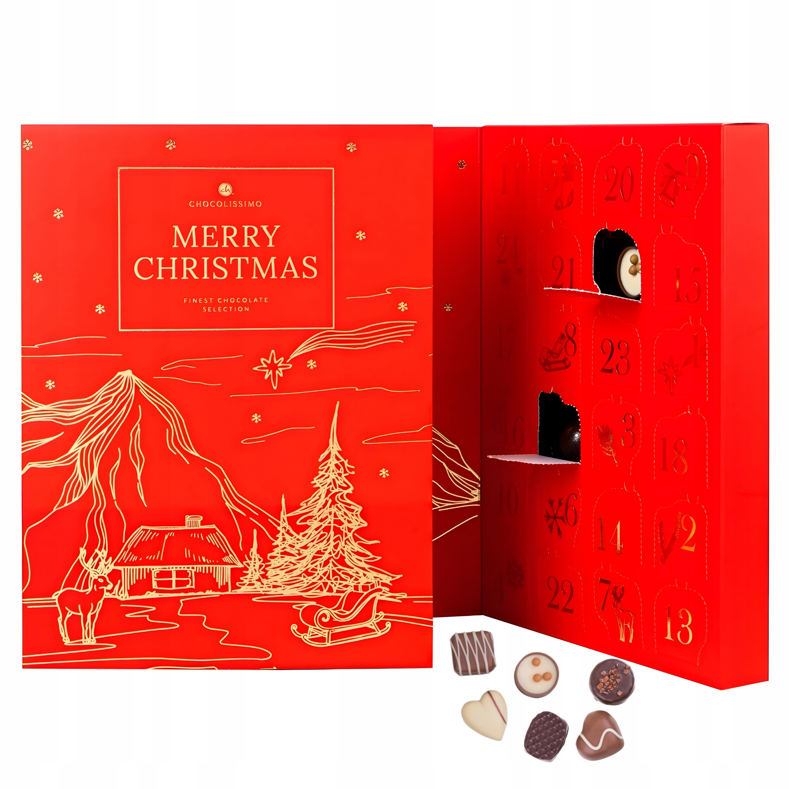 Adventní kalendář s čokoládou a Pralinkami z belgické vánoční čokolády