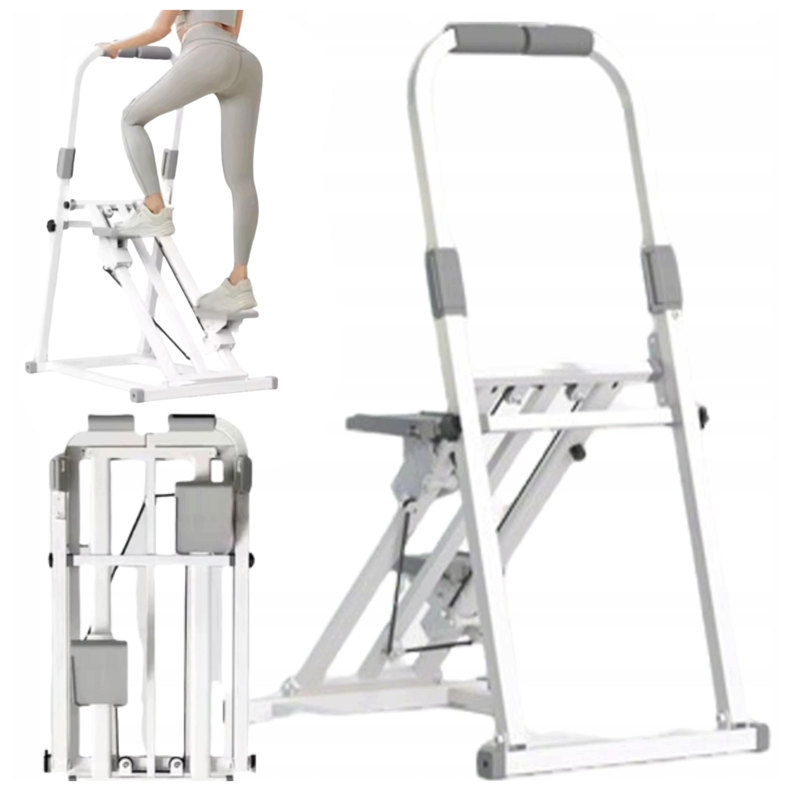 Schodišťový stepper skládací 3 úrovně 150 kg Tréninkový vertikální lezení bílý