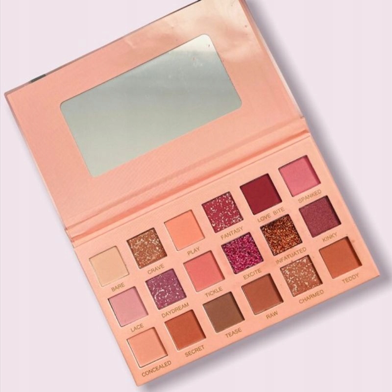 PALETA CIENI DO OCZU ZESTAW 18 KOLORÓW MAKIJAŻU ELEGANCKIE ETUI LUSTERKO Linia Caiji
