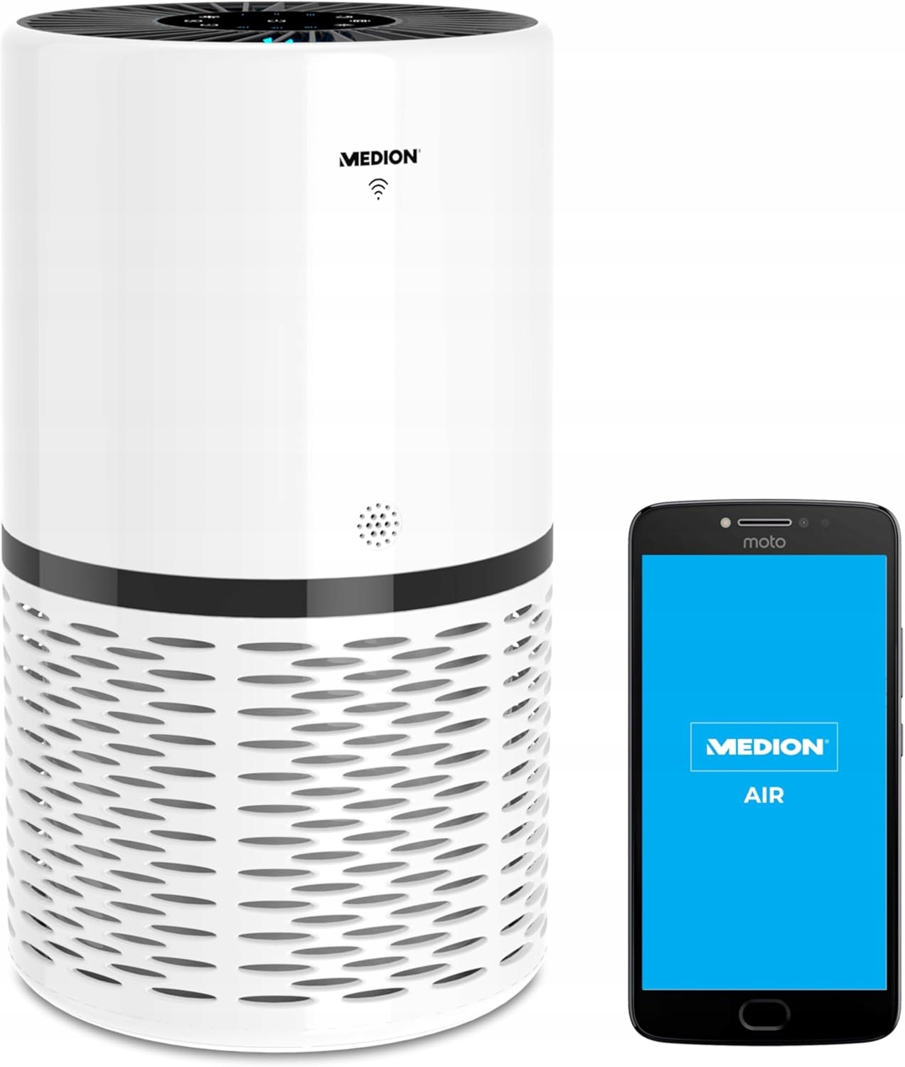 Oczyszczacz powietrza niemiecki Medion 52 m² 250 m³/h 23W Wi-Fi Hepa Cichy