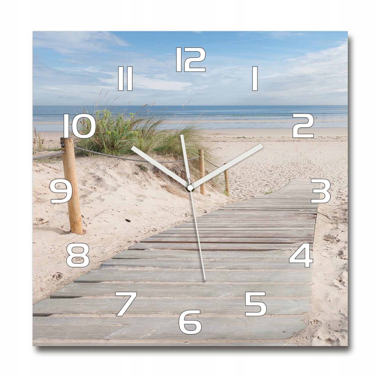 

Szklany zegar, cichy płynący mechanizm Plaża 60x60