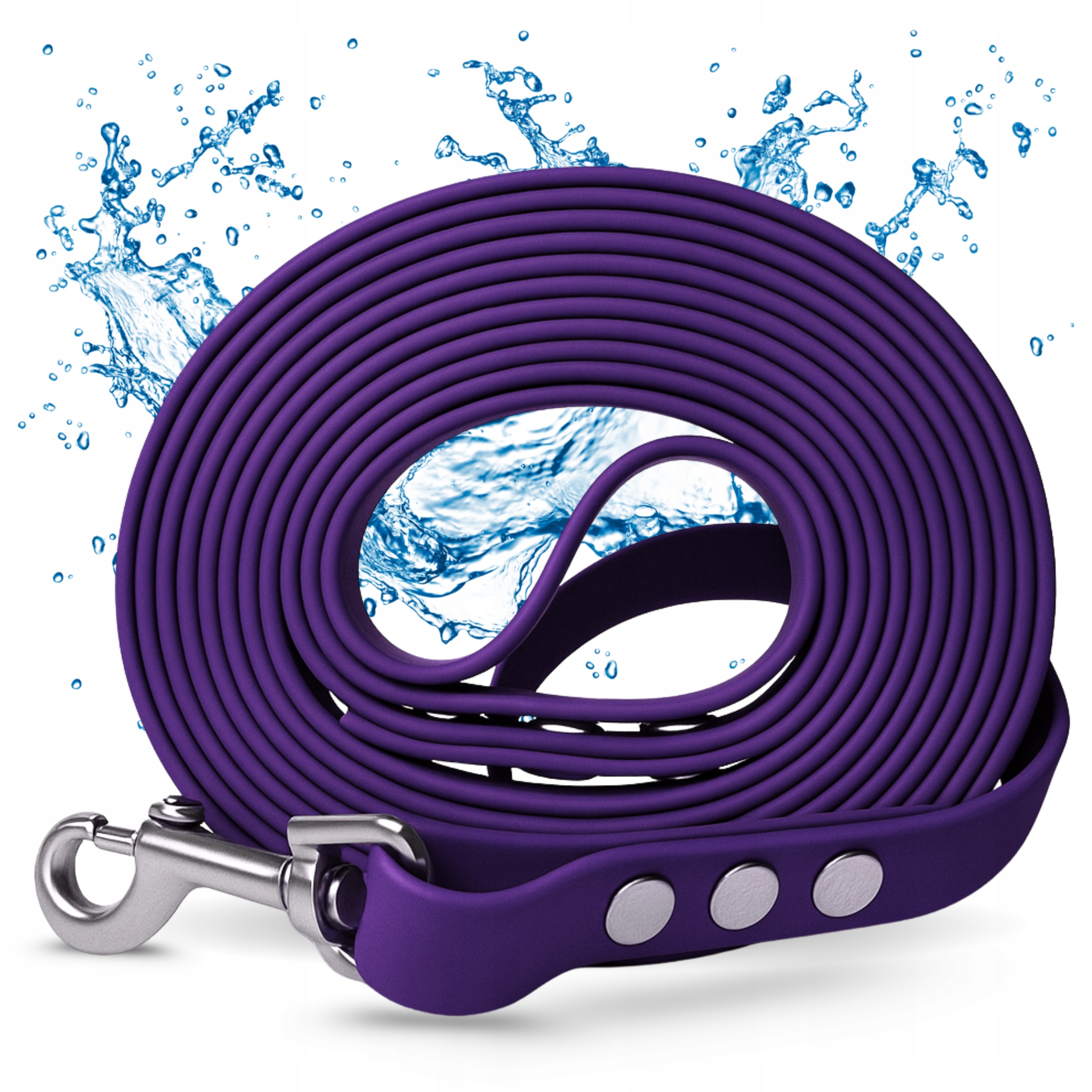 Vodítko pro malého velkého psa 20 m, voděodolná, silná, dlouhá, krátká, fialová