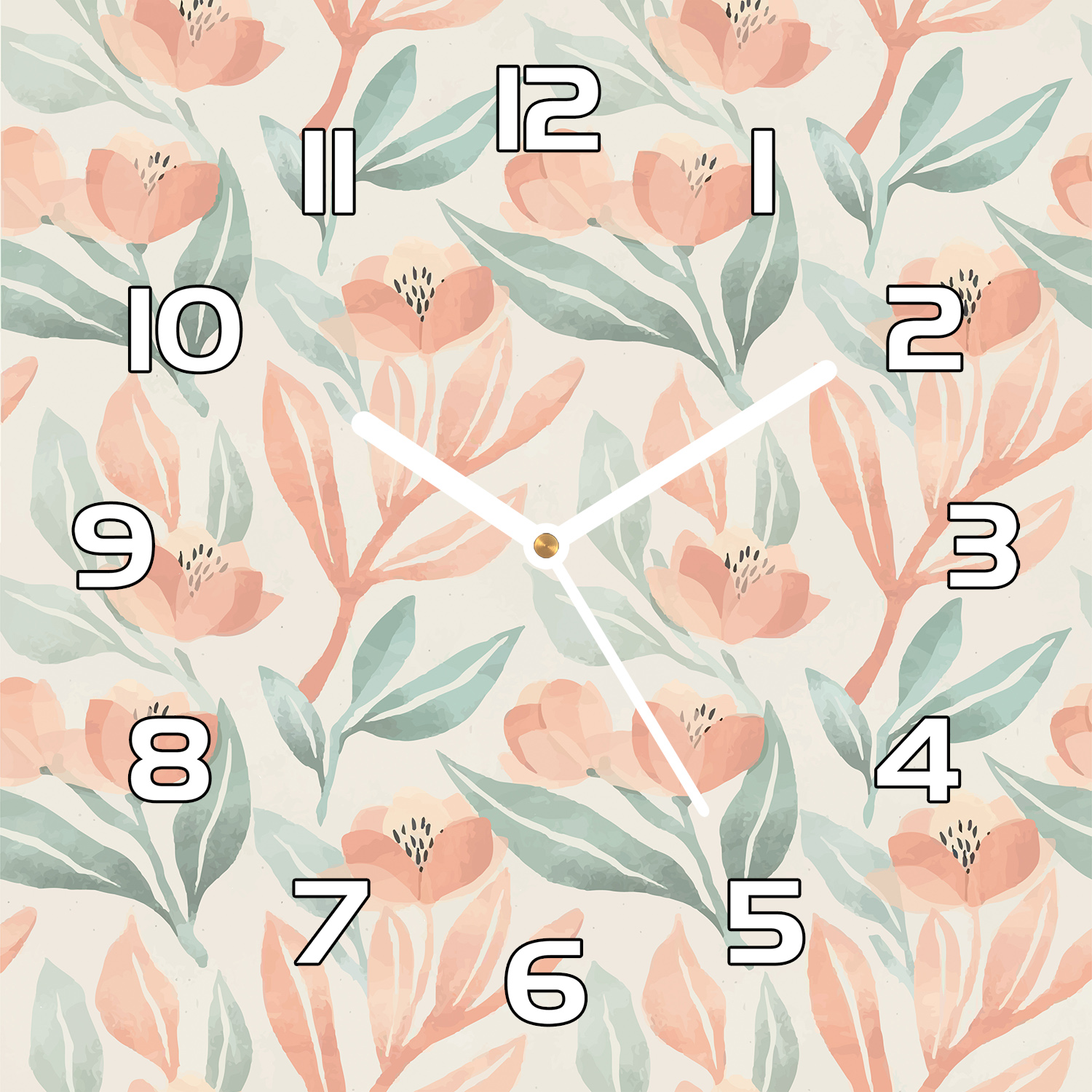 

Nowoczesny zegar szklany Pastelowe maki 30x30 cm