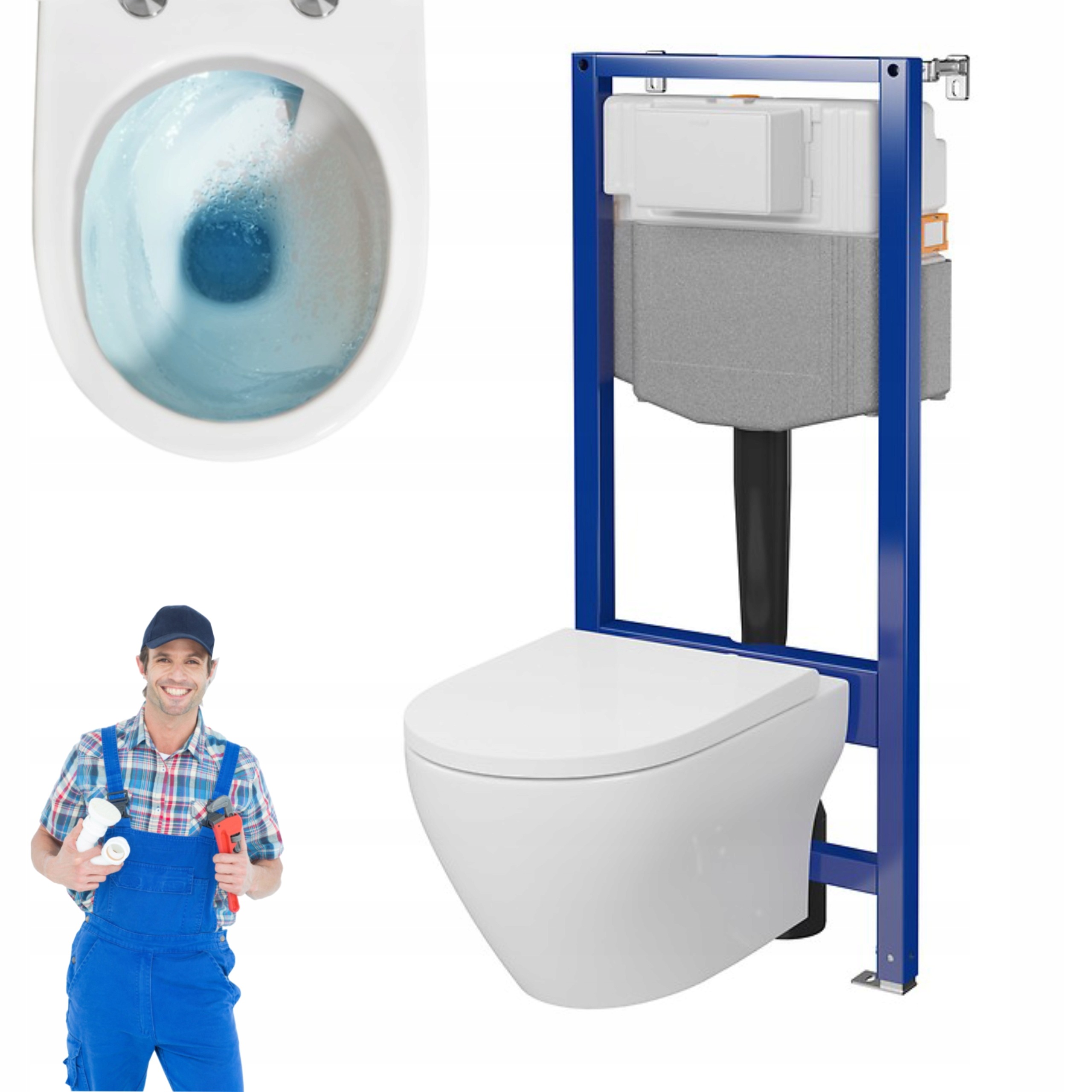 Cersanit rám Aqua 50 pneu závěsná Wc mísa Larga Pro vortex s prknem