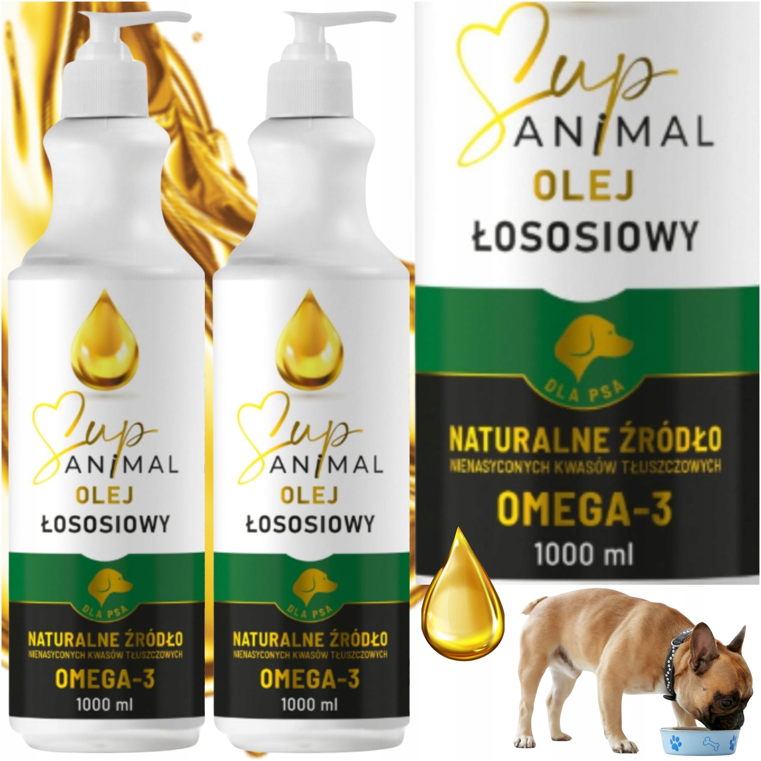Levně Lososový Olej 1000 ml Pro Psa Omega 3 SupAnimal lisovaný za studena, odolnost