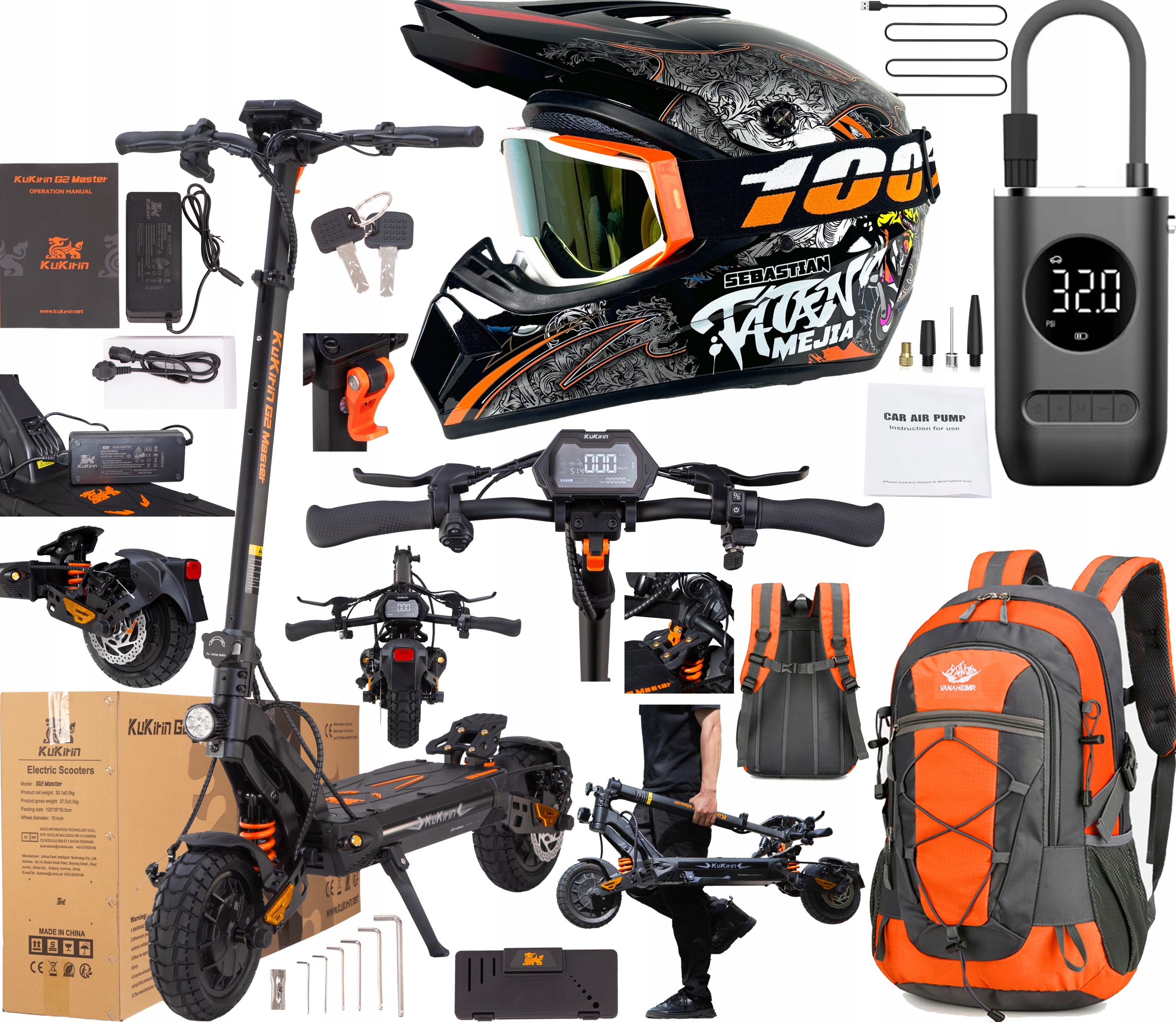 2026 KuKirin G2 Master 2000W 52V 20,8AH 60KM/H 70KM 10" terénní dárky