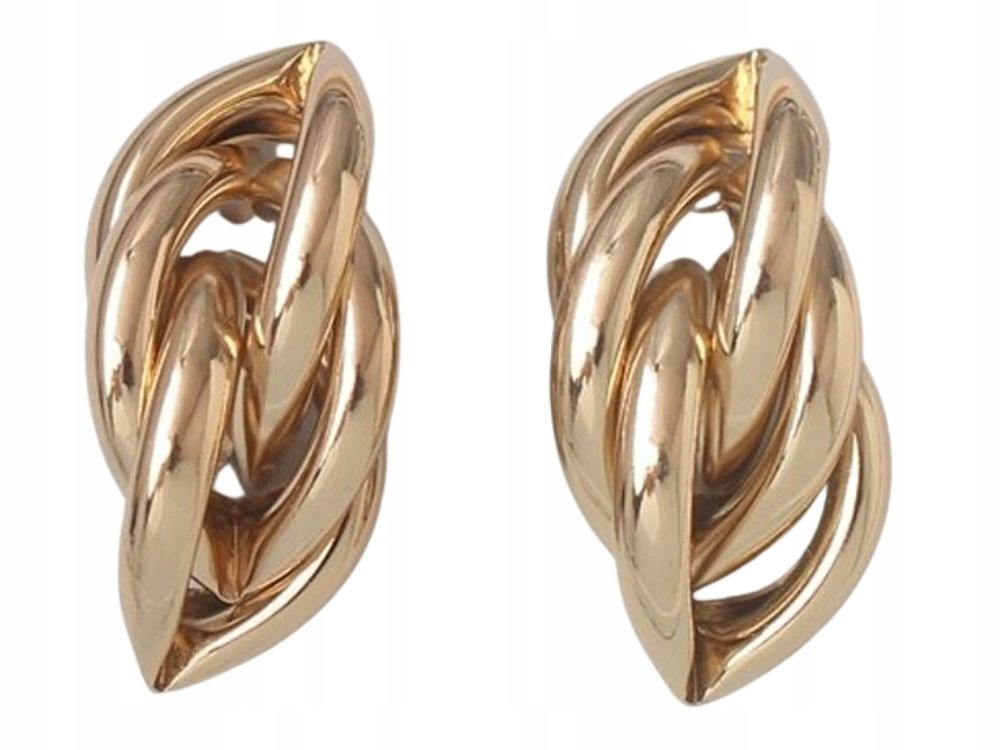 

Złote kolczyki duże migdały sztyft supełki prezent