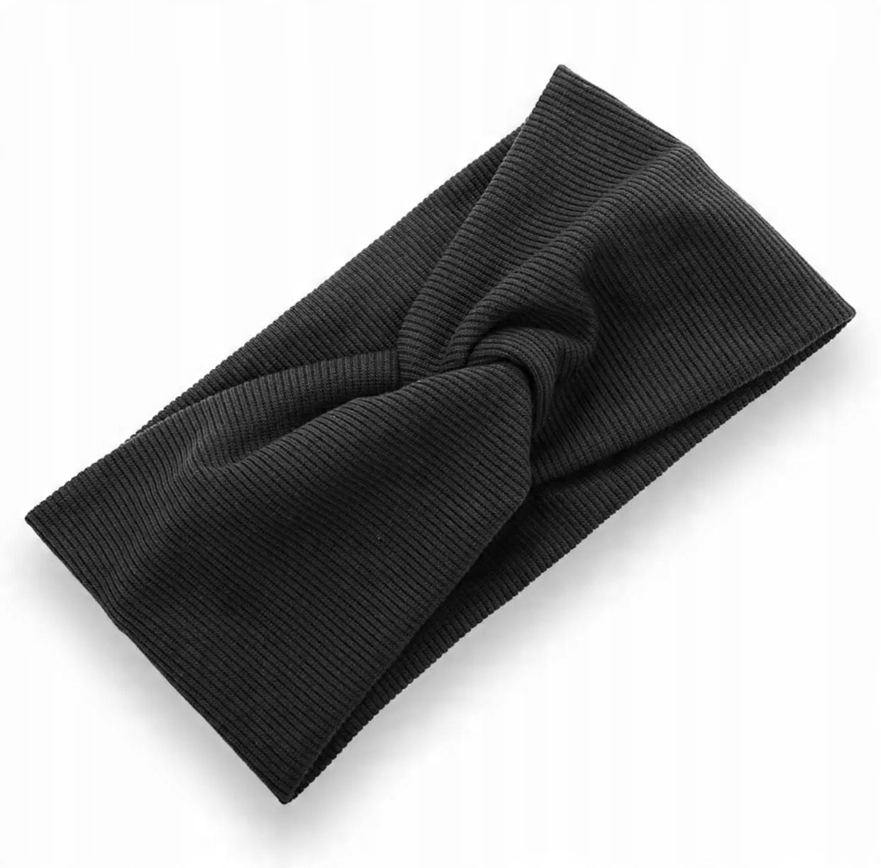 

Opaska na głowę czarna prążki turban węzeł supeł